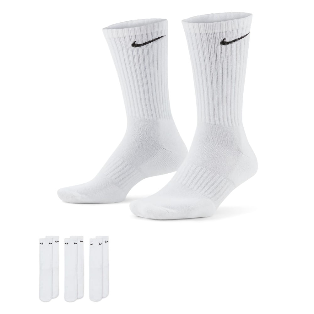 Nike U Nk Everyday Cush Crew 3Pr Medias blanco unisex para entrenamiento