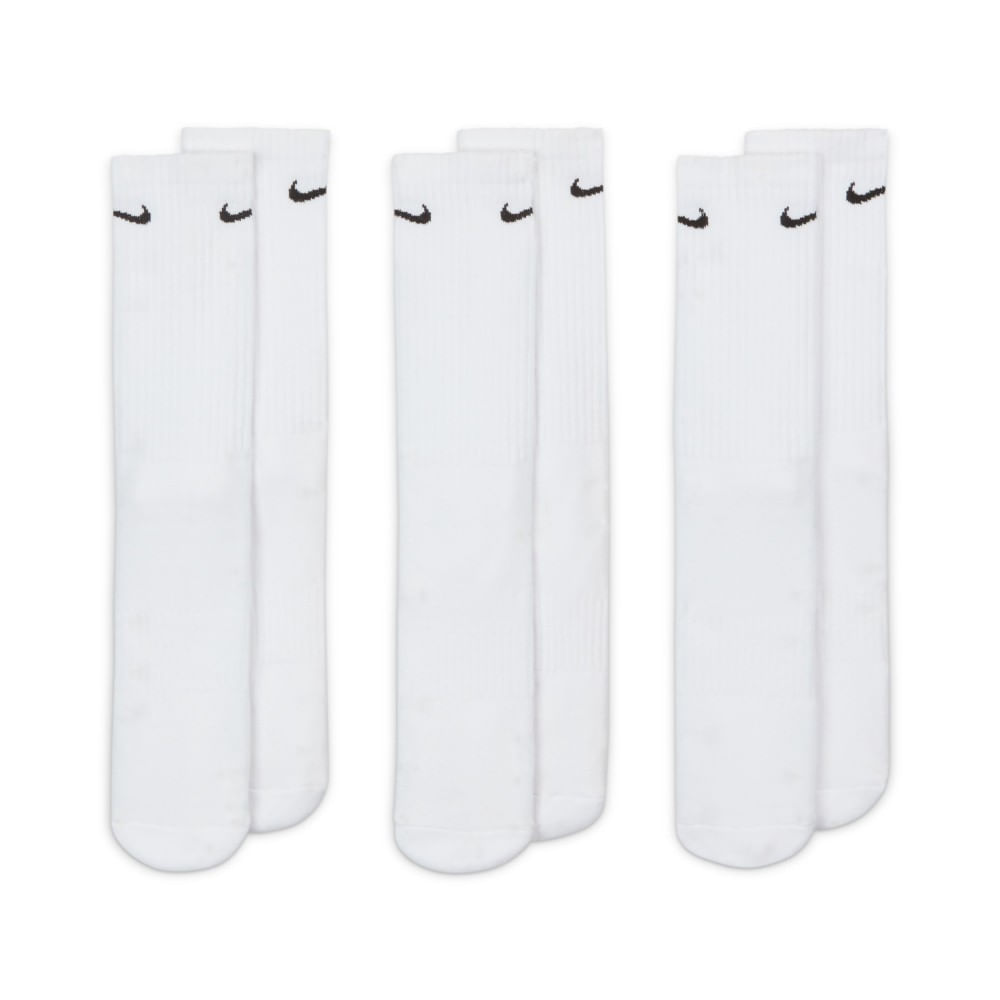 Nike U Nk Everyday Cush Crew 3Pr Medias blanco unisex para entrenamiento