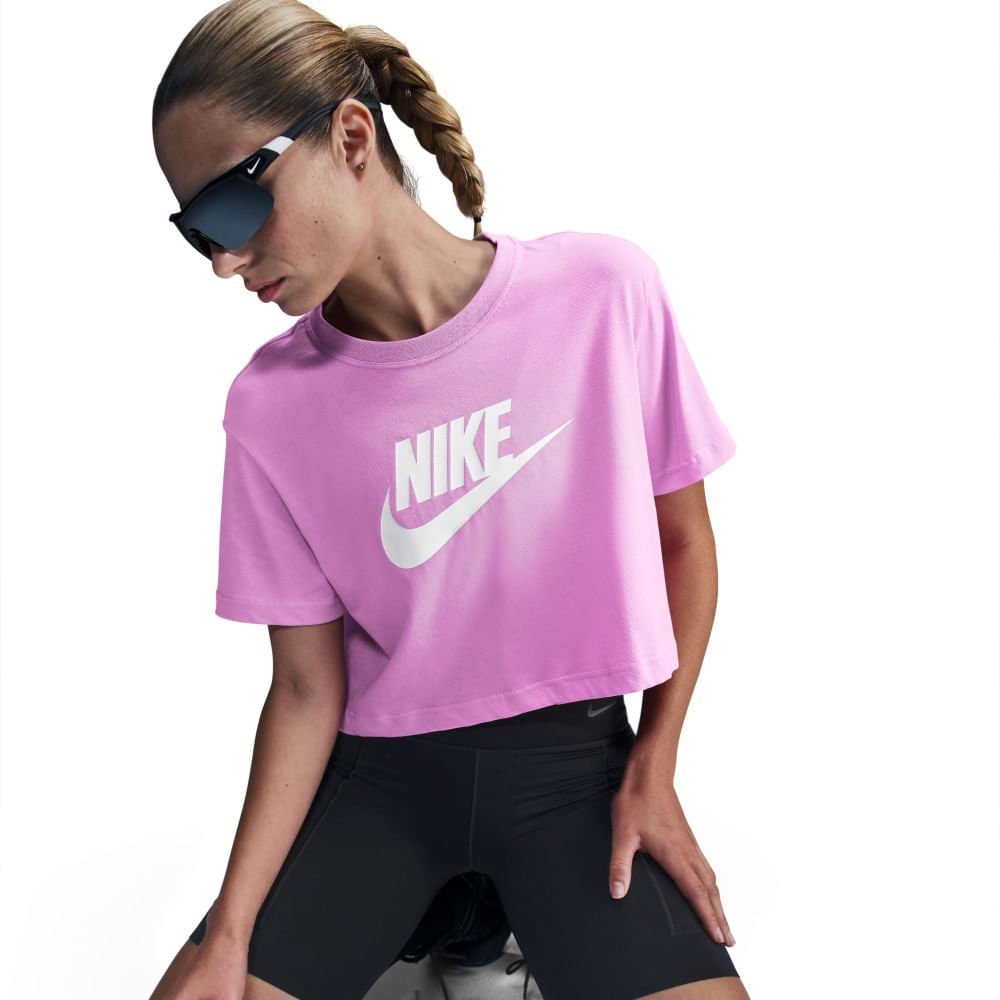 Nike W Nsw Club Crp Tee Ftra Camiseta Manga Corta rosado de mujer lifestyle