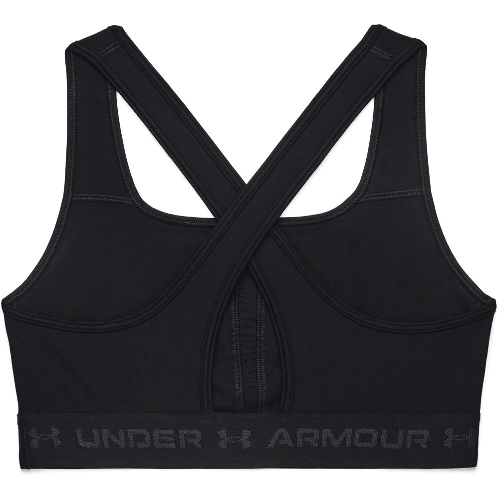 UA Crossback Mid Bra Top negro de mujer para entrenamiento