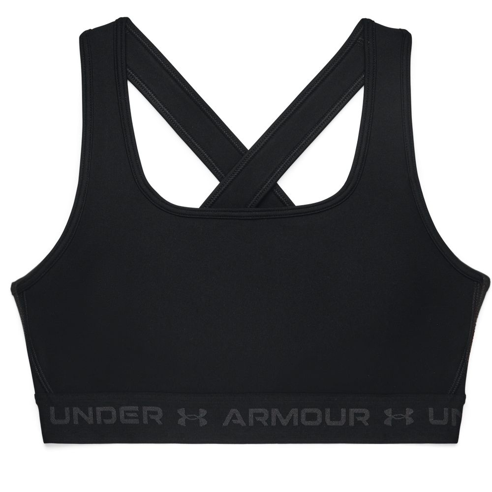 UA Crossback Mid Bra Top negro de mujer para entrenamiento