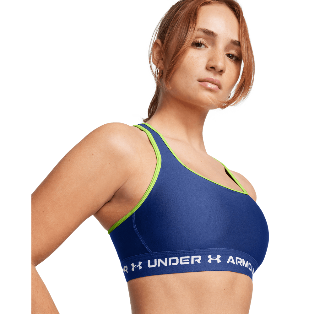 UA Ssback Mid Bra Top azul de mujer para entrenamiento
