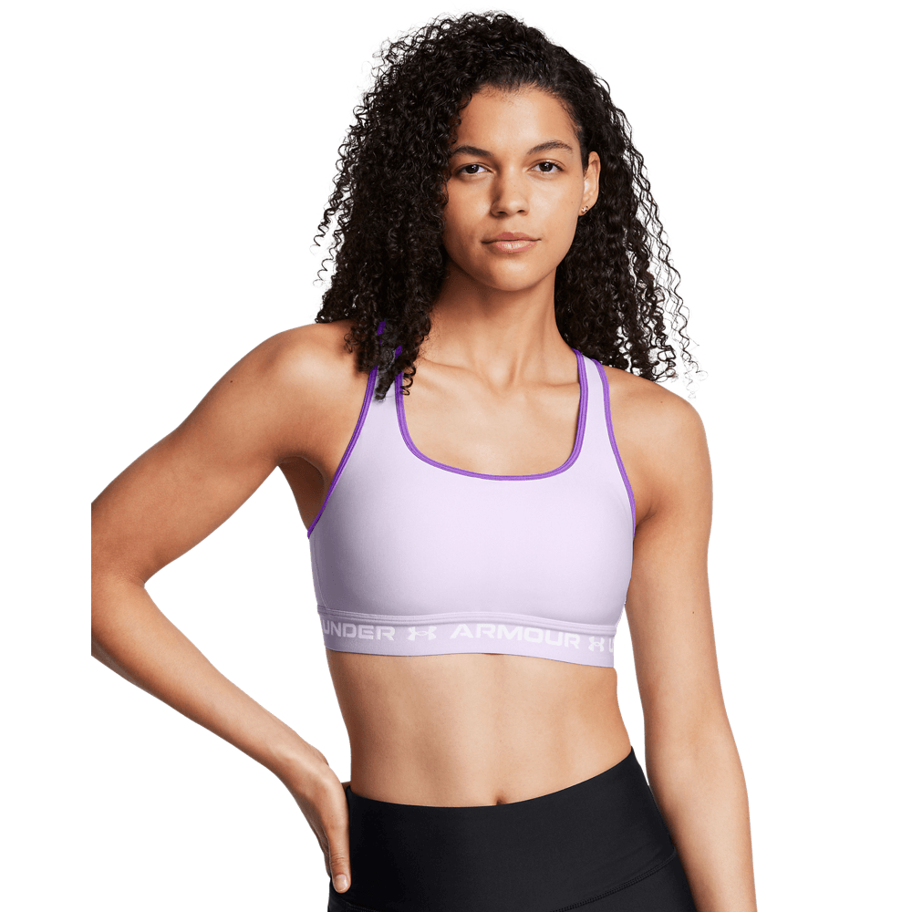 UA Ssback Mid Bra Top morado de mujer para entrenamiento