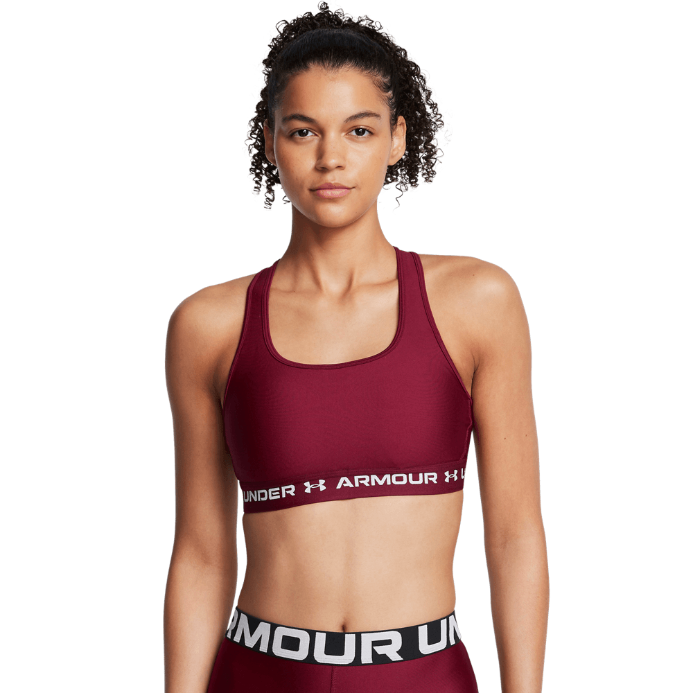 UA Ssback Mid Bra Top rojo de mujer para entrenamiento