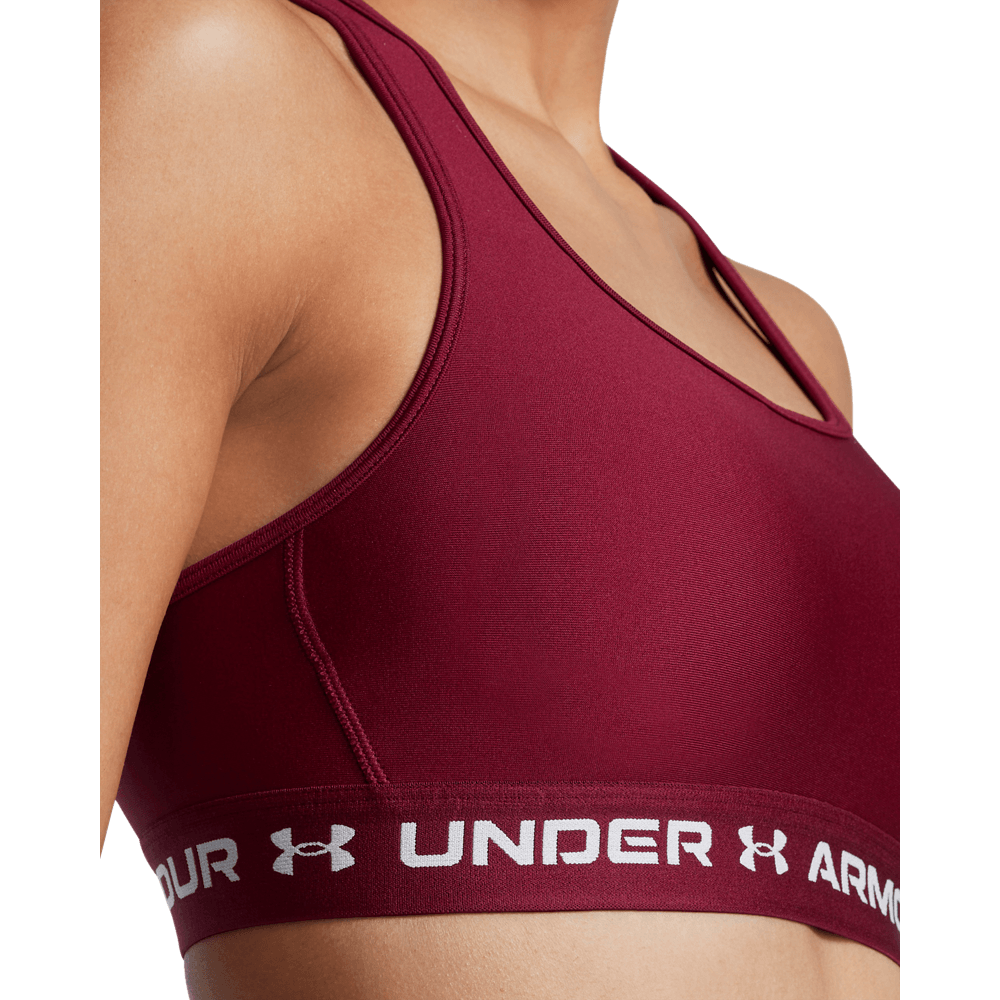UA Ssback Mid Bra Top rojo de mujer para entrenamiento