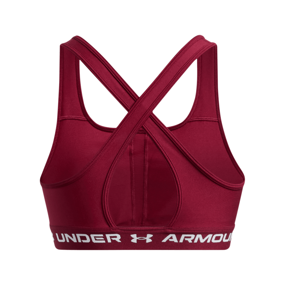 UA Ssback Mid Bra Top rojo de mujer para entrenamiento