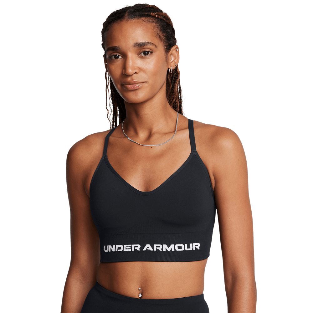 UA Ish Seamless Low Bra Top negro de mujer para entrenamiento