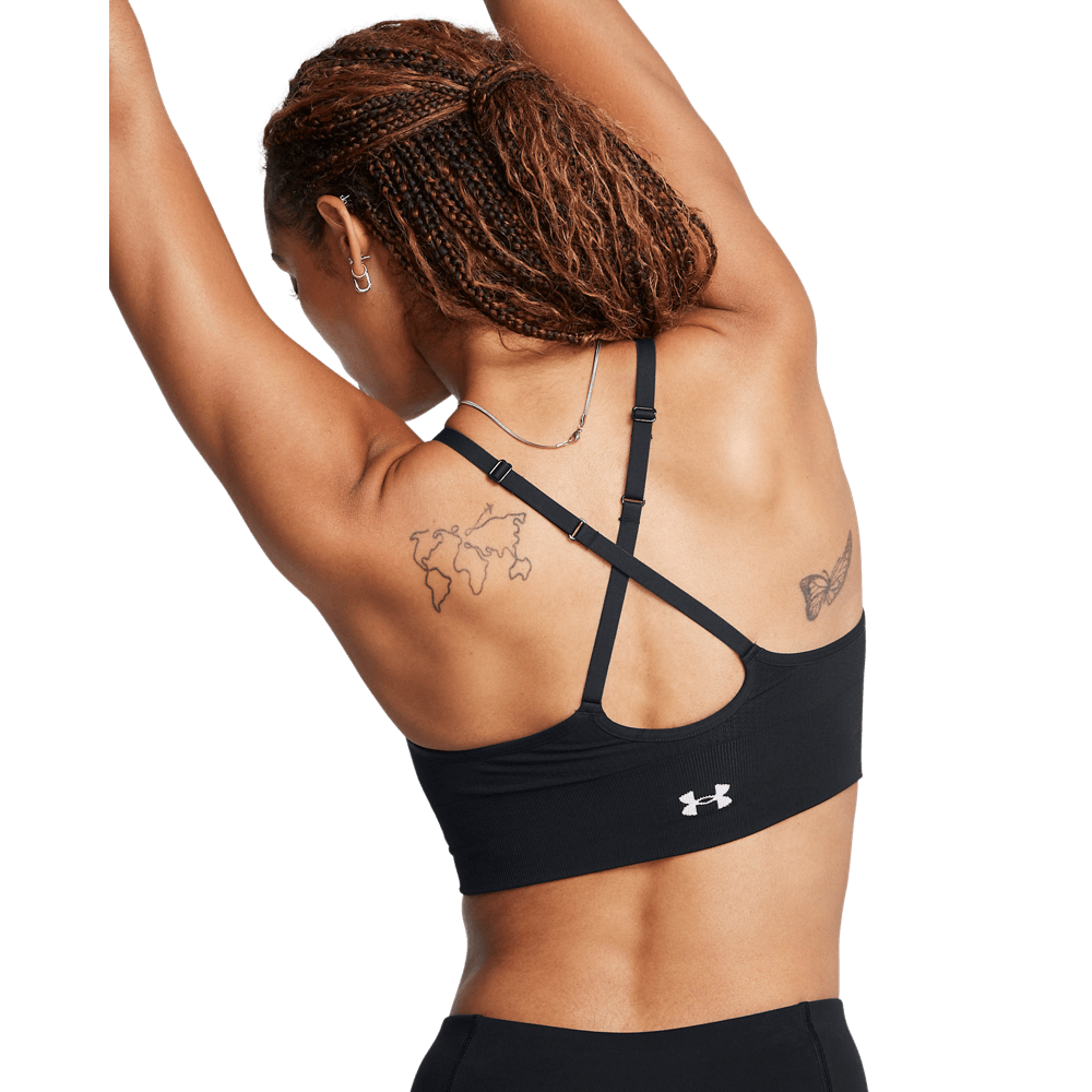 UA Ish Seamless Low Bra Top negro de mujer para entrenamiento