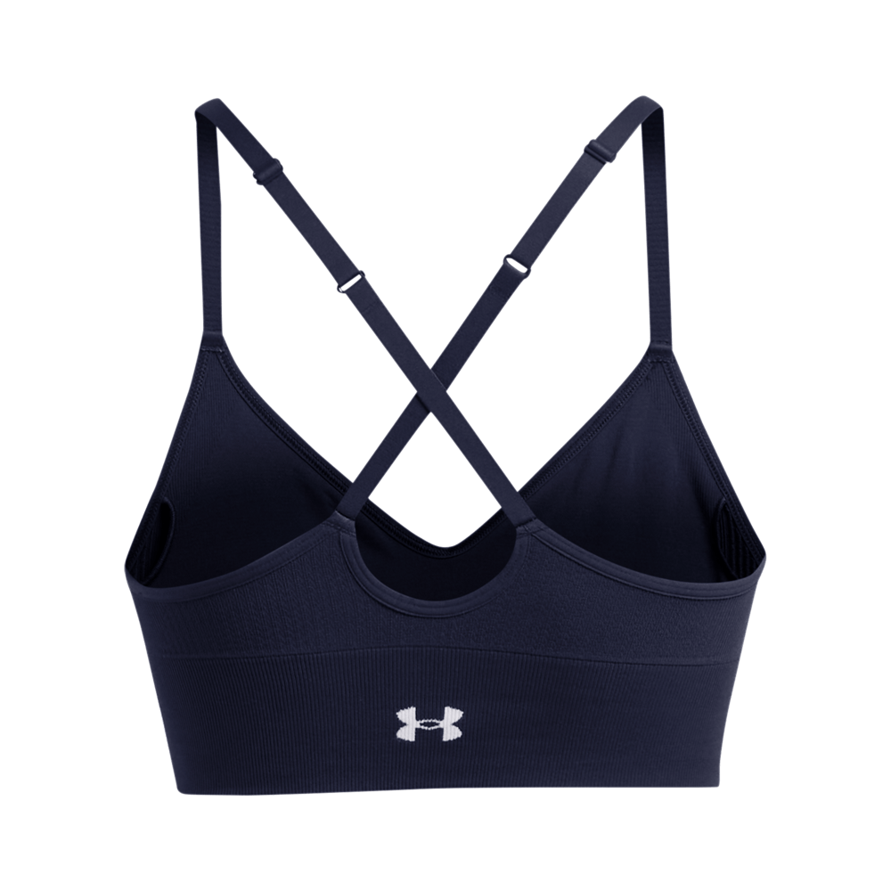 UA Ish Seamless Low Bra Top azul de mujer para entrenamiento