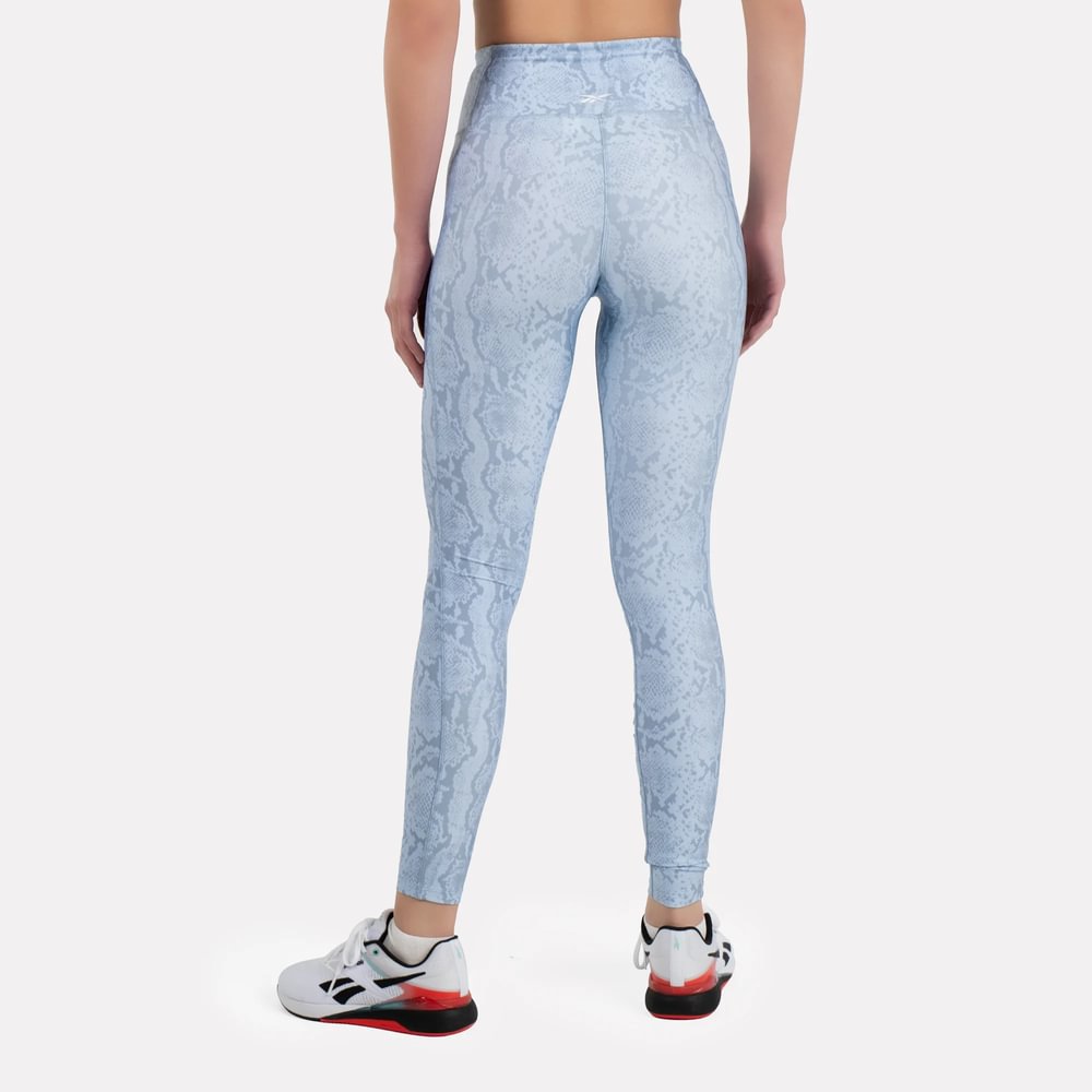 Reebok Id Train Aop Tight Licra azul de mujer para entrenamiento