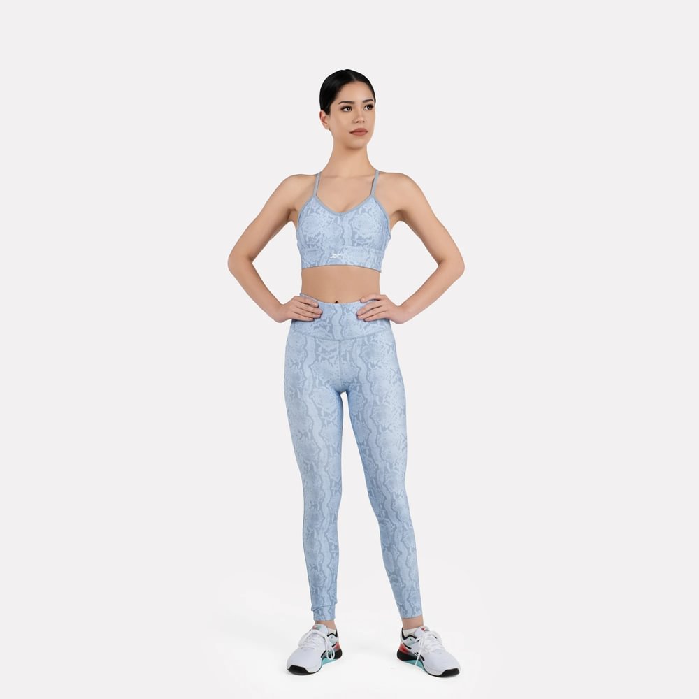 Reebok Id Train Aop Bra Top azul de mujer para entrenamiento