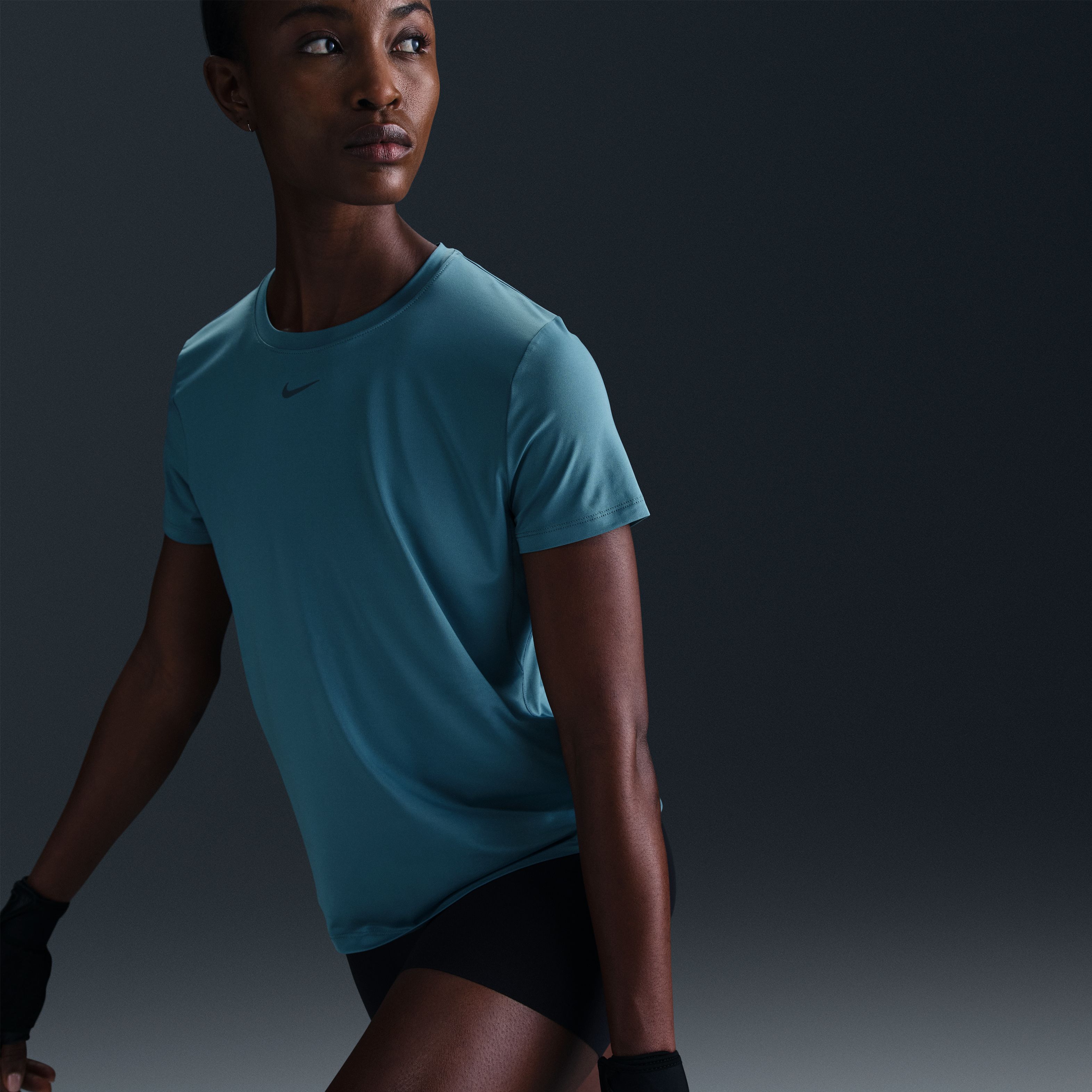 Nike W Nk One Classic Df Ss Top Camiseta Manga Corta azul de mujer para entrenamiento