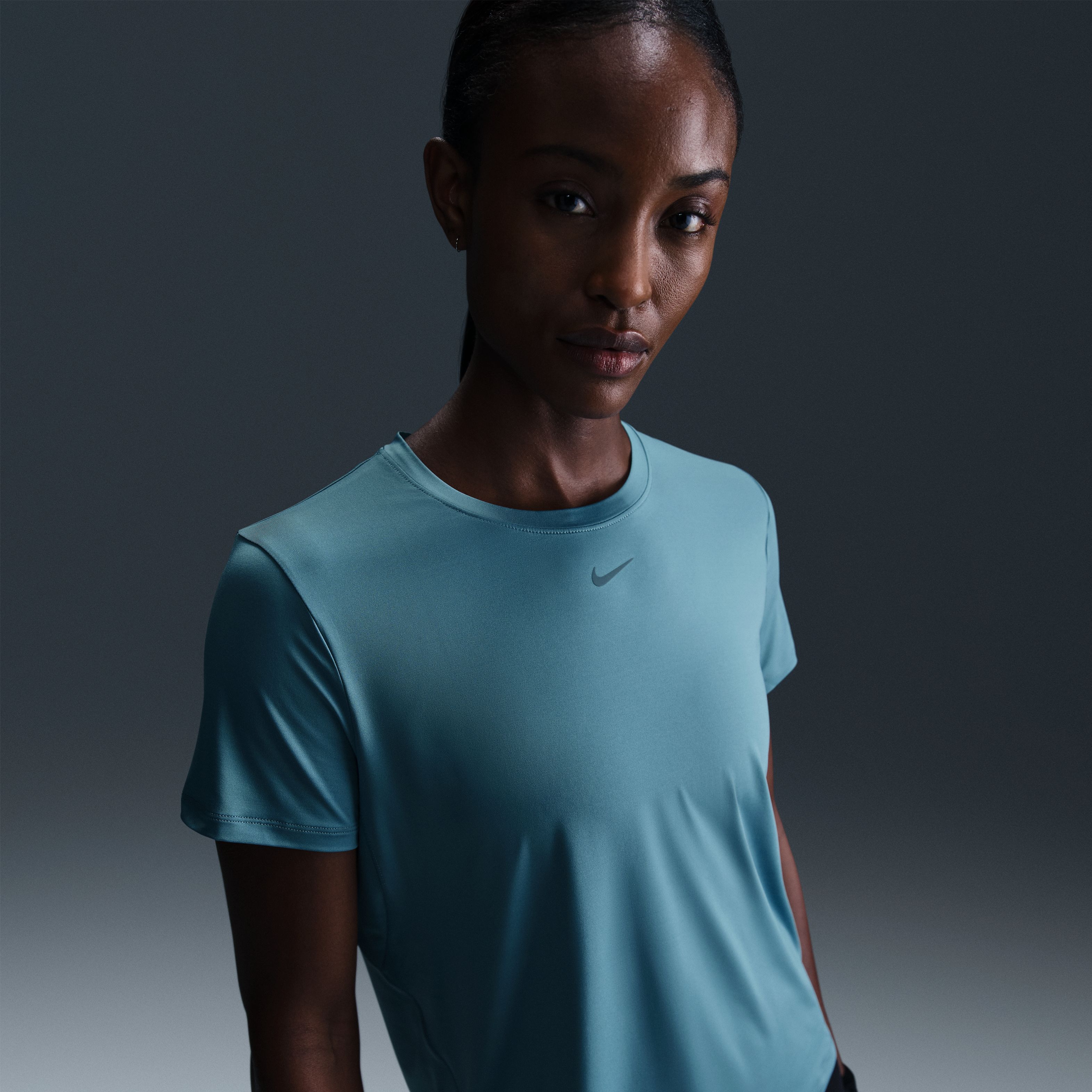Nike W Nk One Classic Df Ss Top Camiseta Manga Corta azul de mujer para entrenamiento