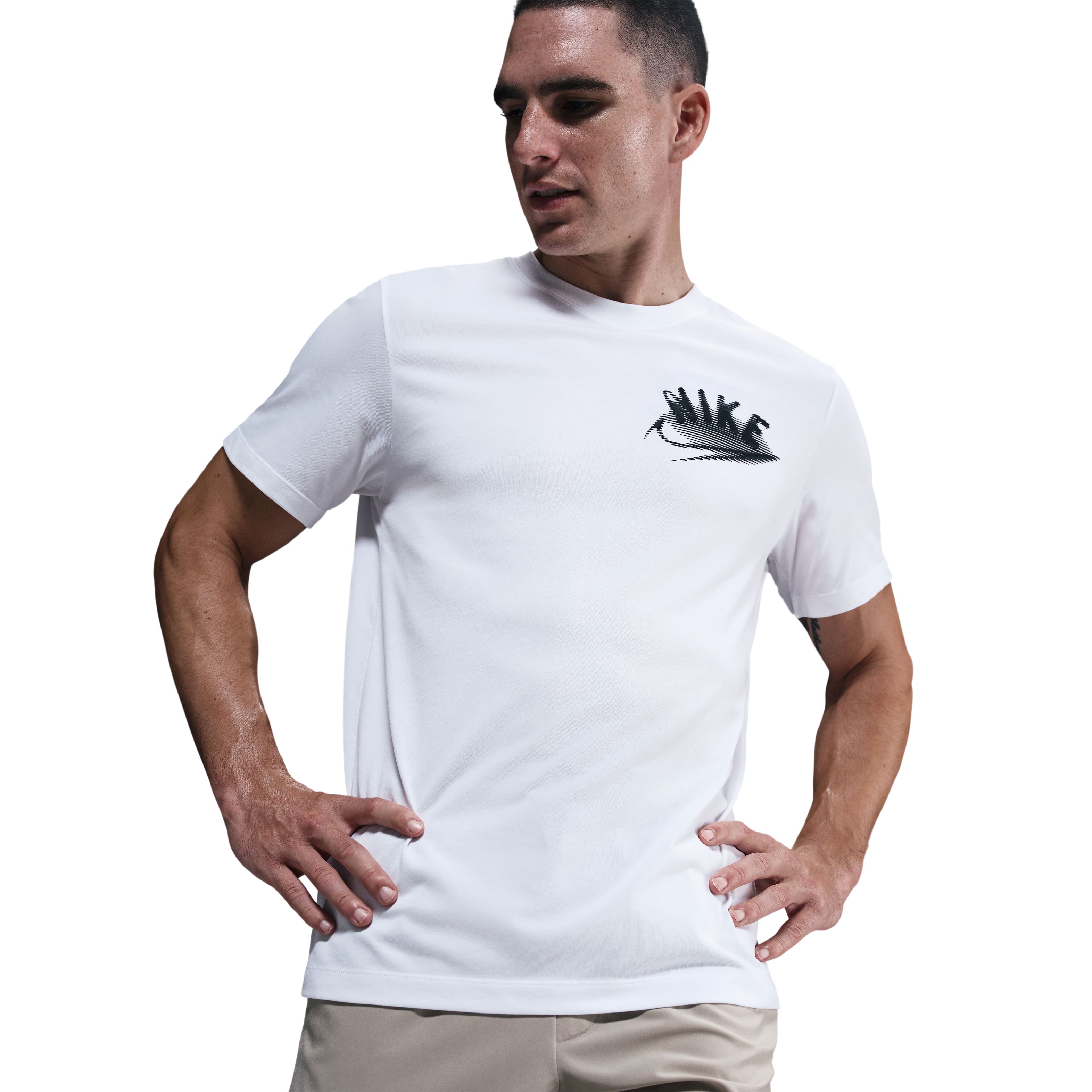 Nike M Nk Df Tee Brand Read Camiseta Manga Corta blanco de hombre para entrenamiento
