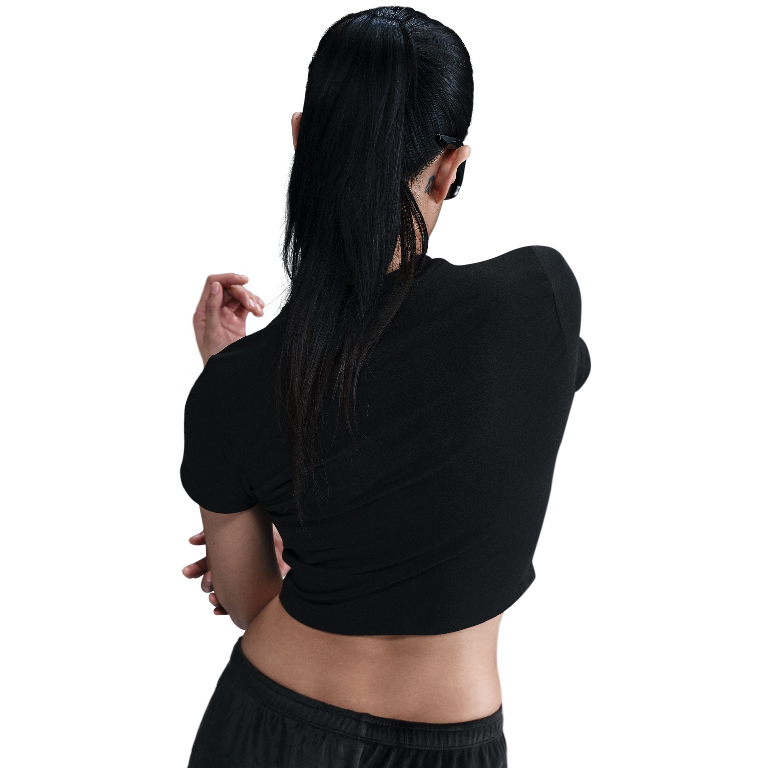 Nike W Nsw Nk Chll Knt Crp Camiseta Manga Corta negro de mujer lifestyle
