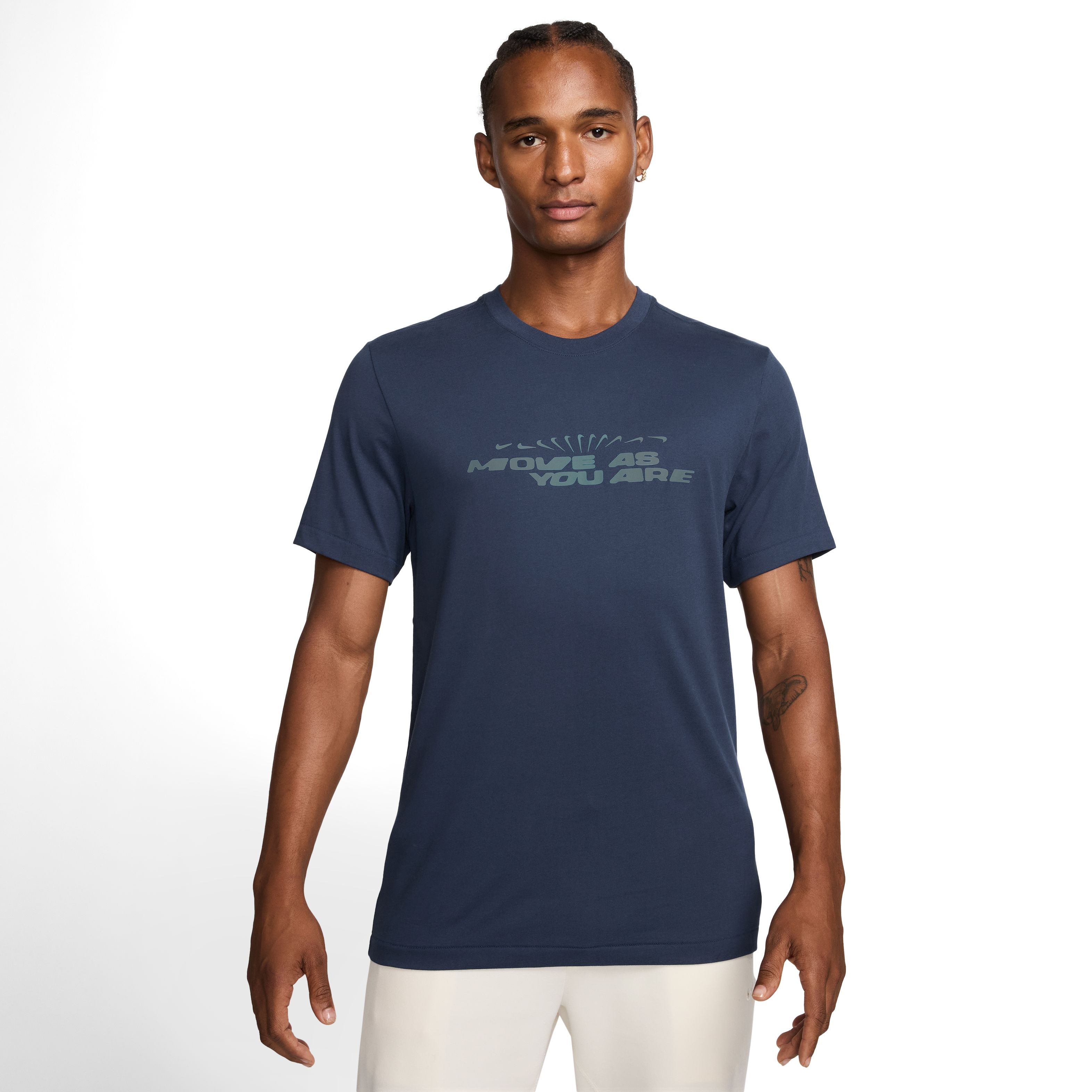 Nike M Nk Df Tee Verbiage Camiseta Manga Corta azul de hombre para entrenamiento