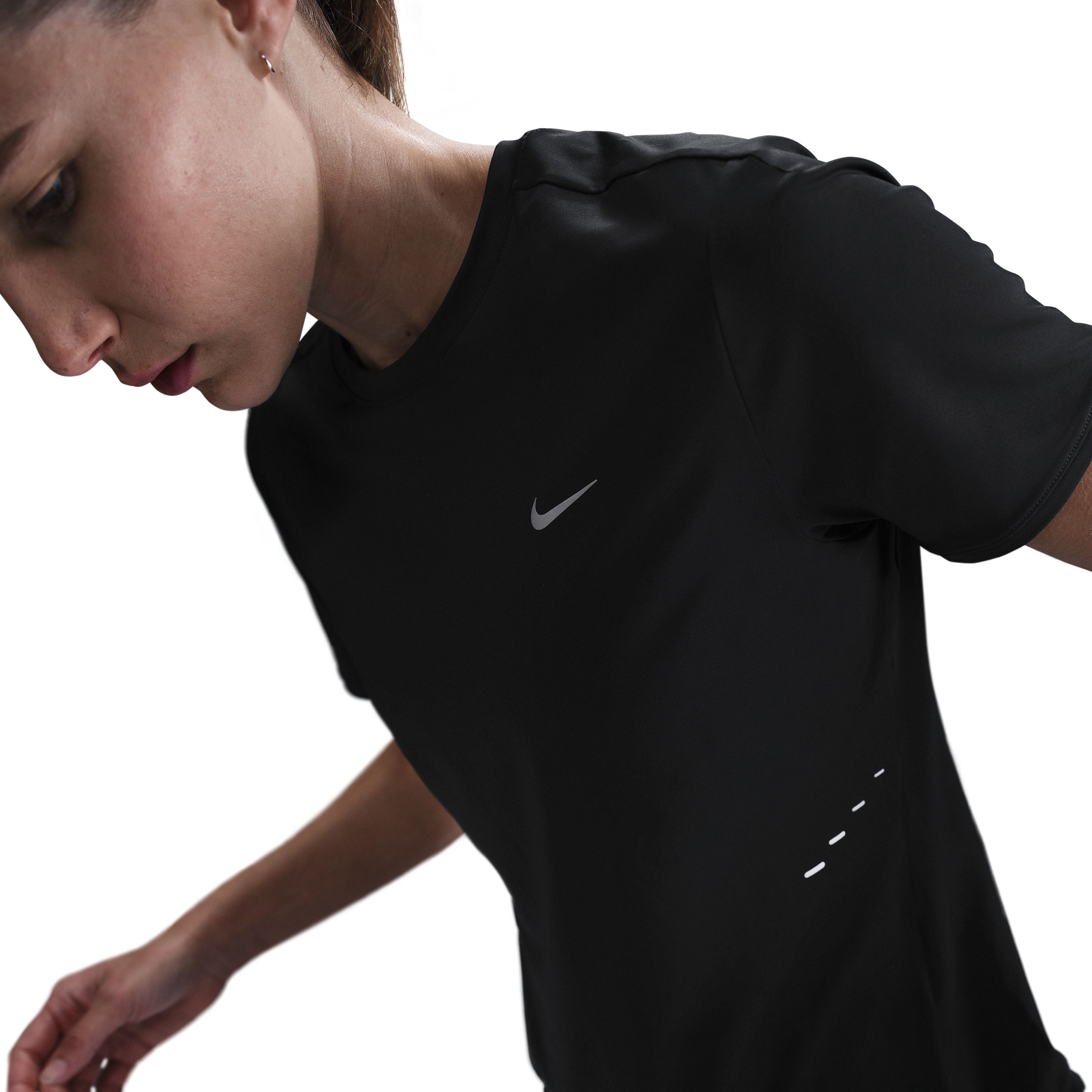 Nike W Nk Swift Df Ss Top Camiseta Manga Corta negro de mujer para correr