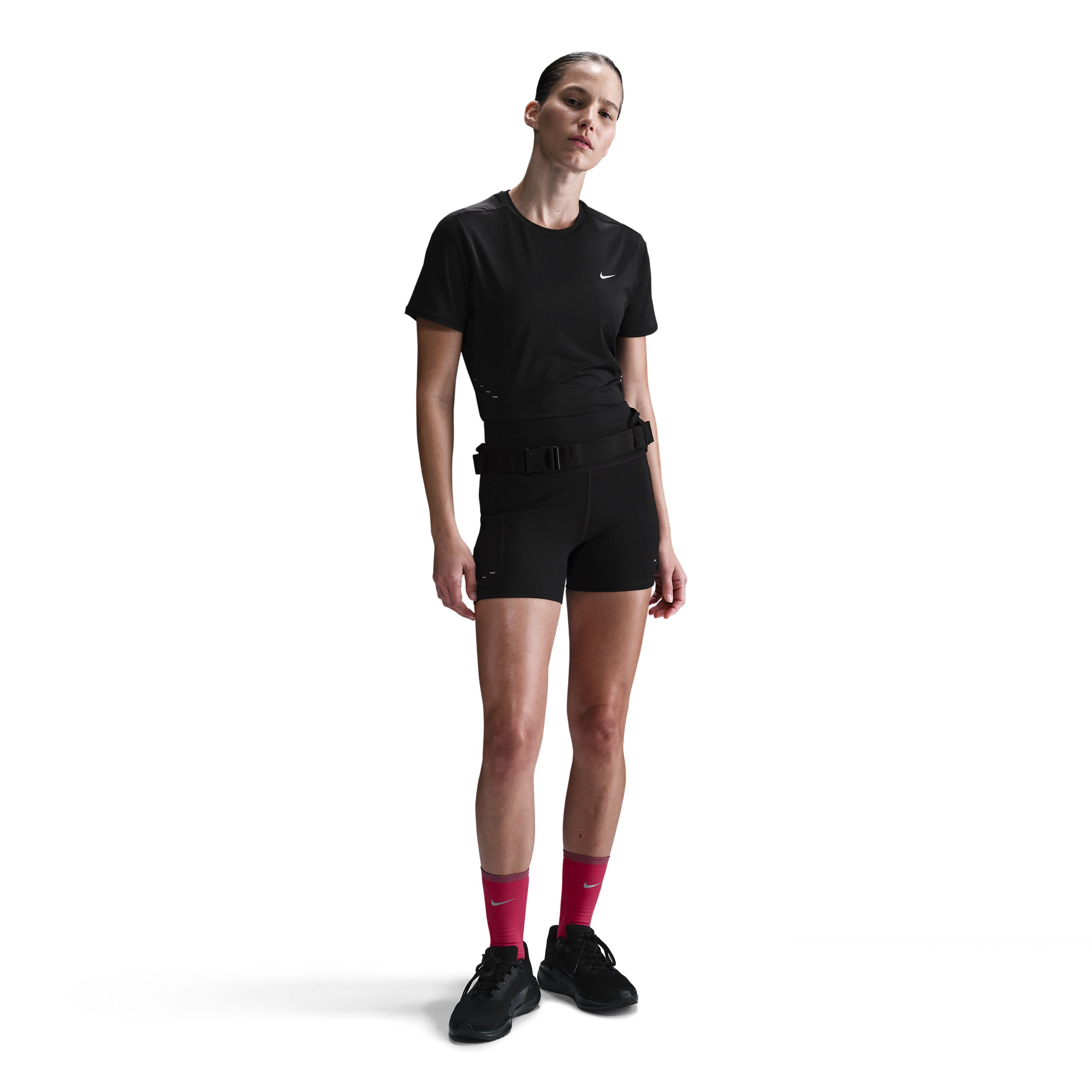 Nike W Nk Swift Df Ss Top Camiseta Manga Corta negro de mujer para correr