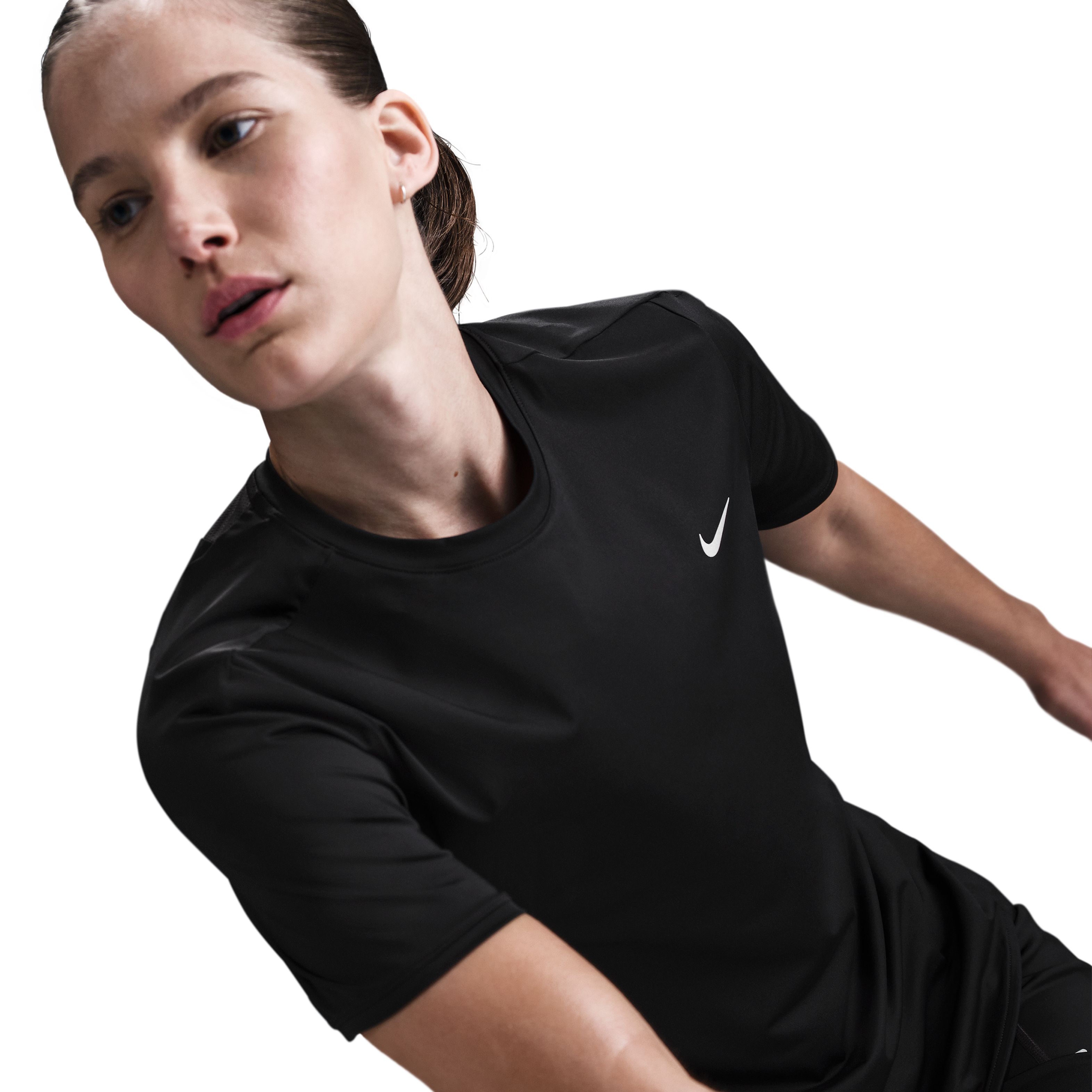 Nike W Nk Swift Df Ss Top Camiseta Manga Corta negro de mujer para correr