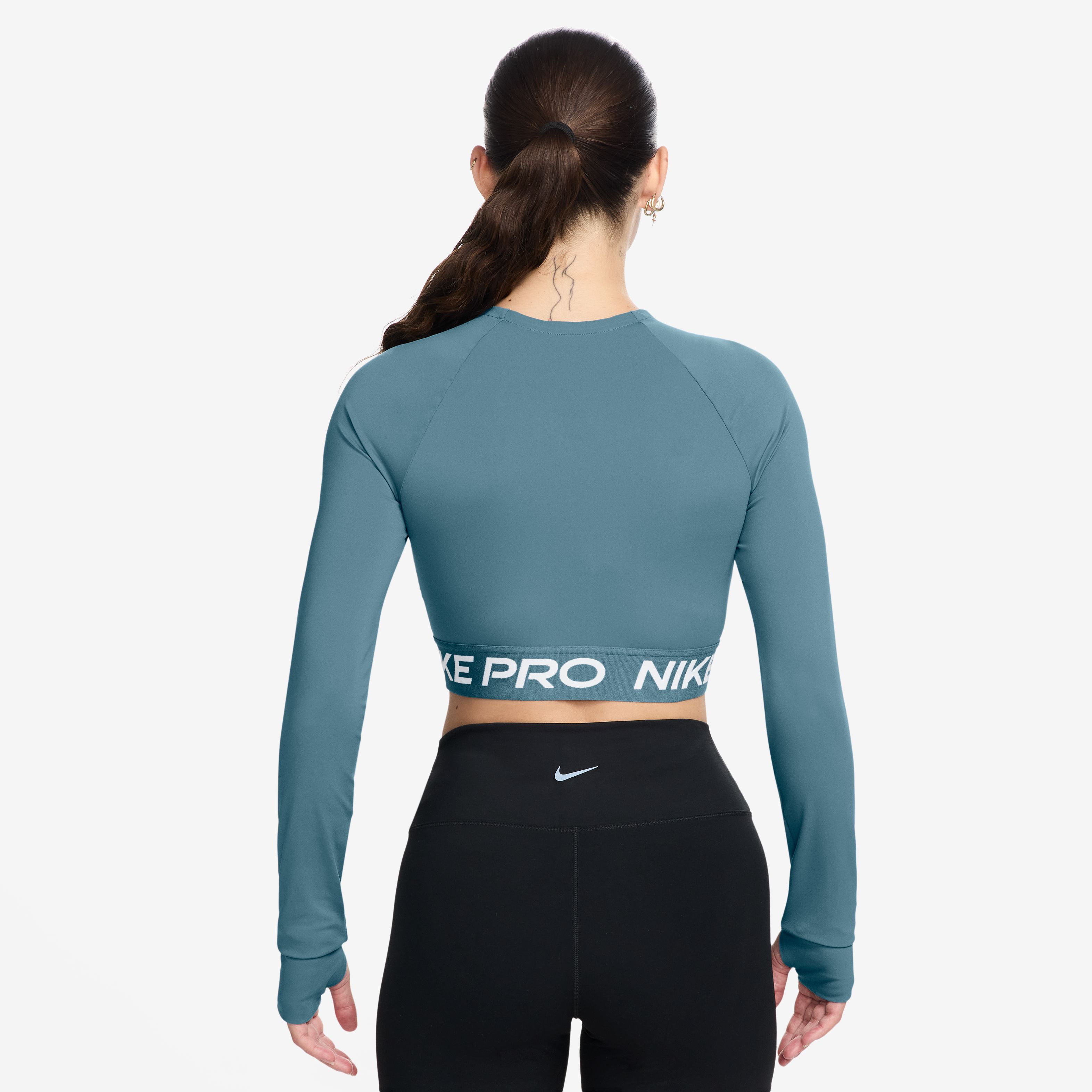 Nike Pro Df 365 Crop Ls Camiseta Manga Larga azul de mujer para entrenamiento