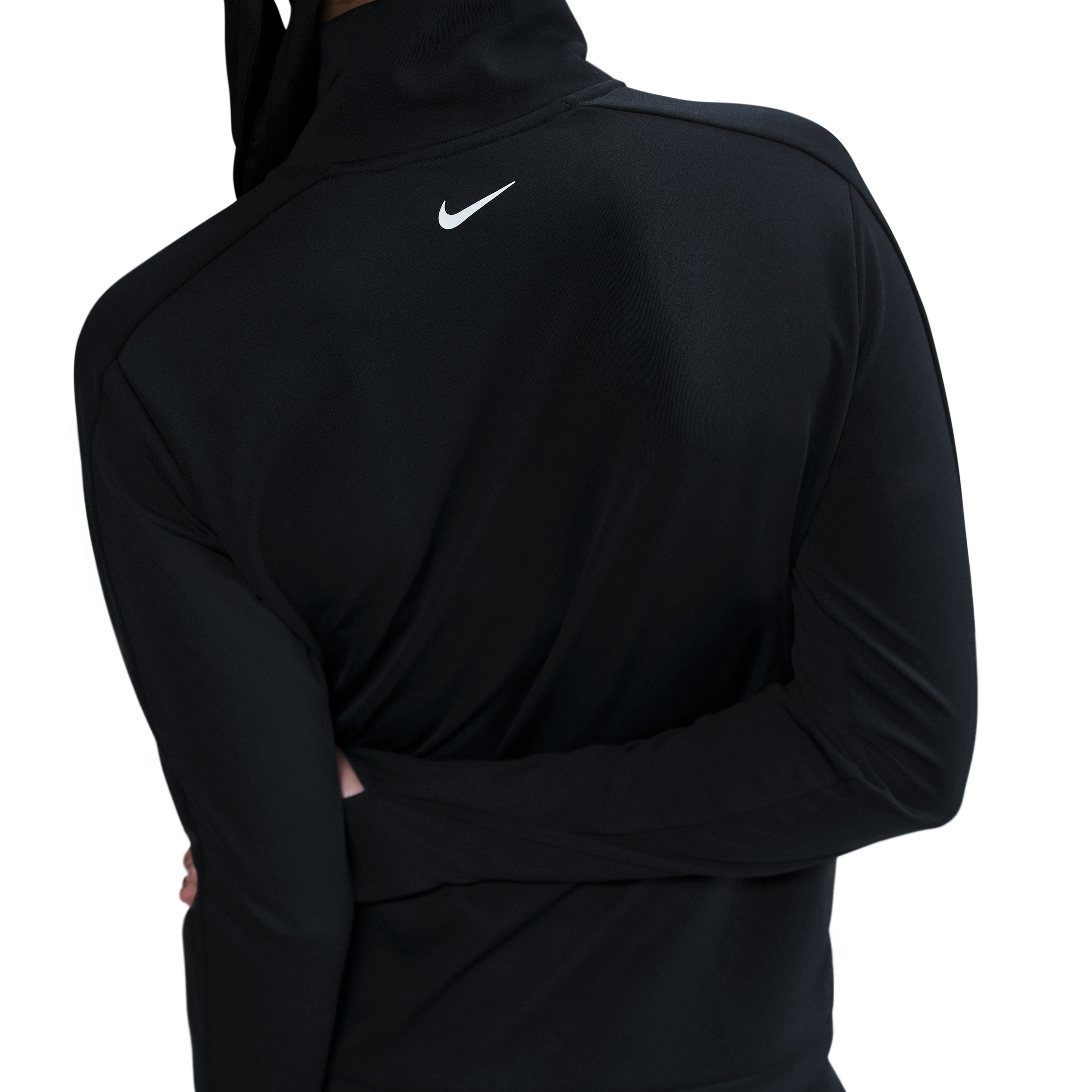 Nike W Nk Swsh Hbr Hz Mid Camiseta Manga Larga negro de mujer para correr
