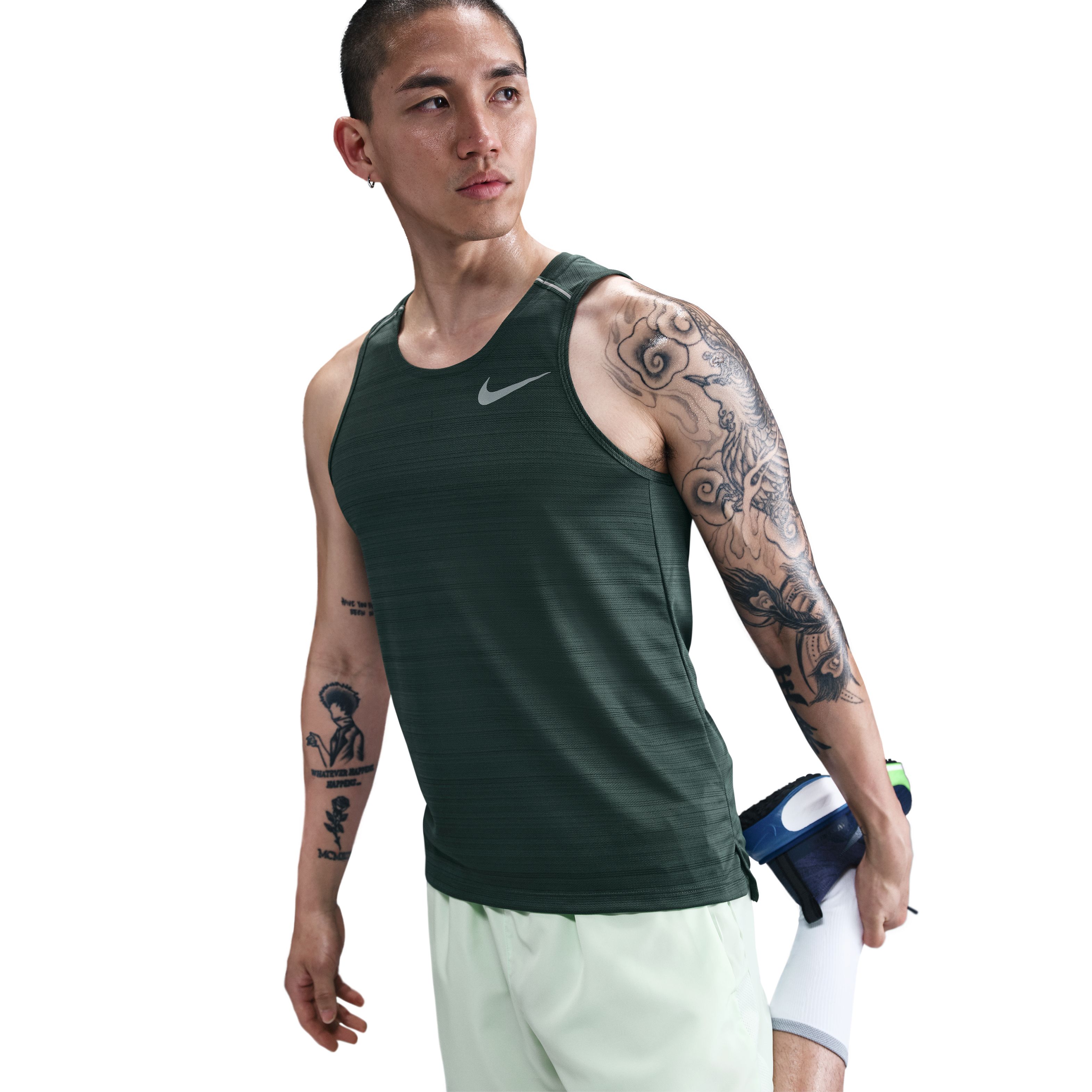 Nike M Nk Df Miler Tank Camiseta Manga Sisa verde de hombre para correr