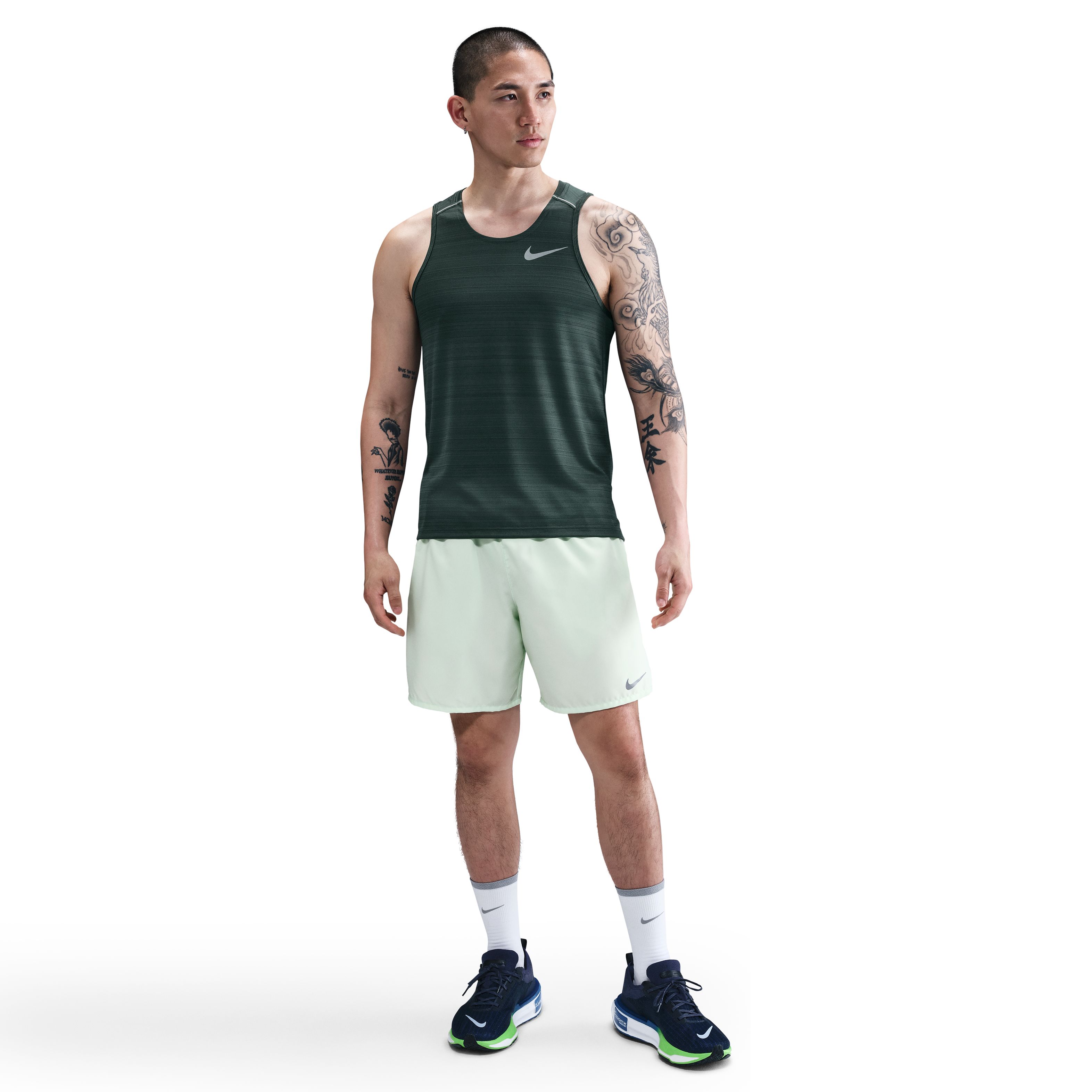 Nike M Nk Df Miler Tank Camiseta Manga Sisa verde de hombre para correr