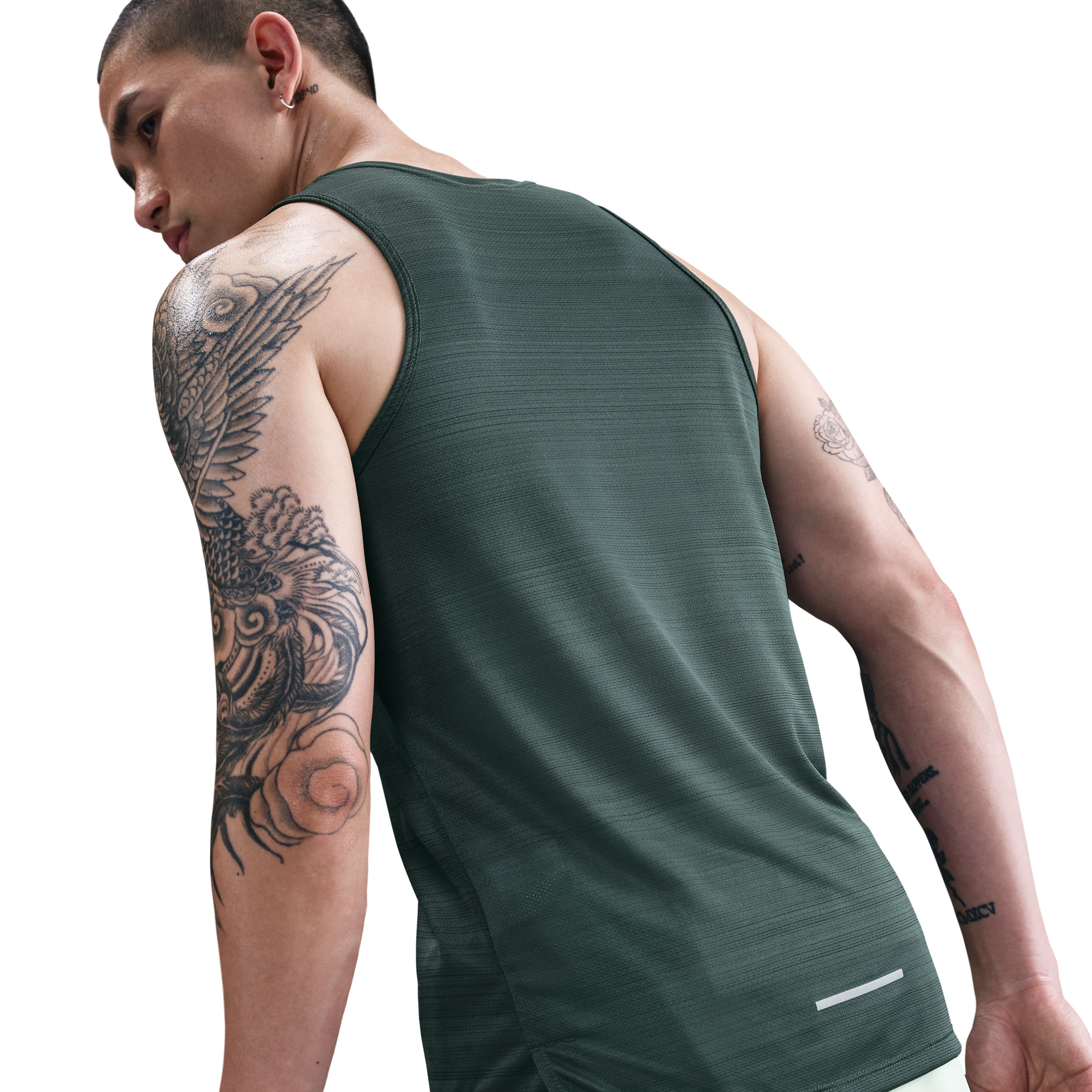 Nike M Nk Df Miler Tank Camiseta Manga Sisa verde de hombre para correr