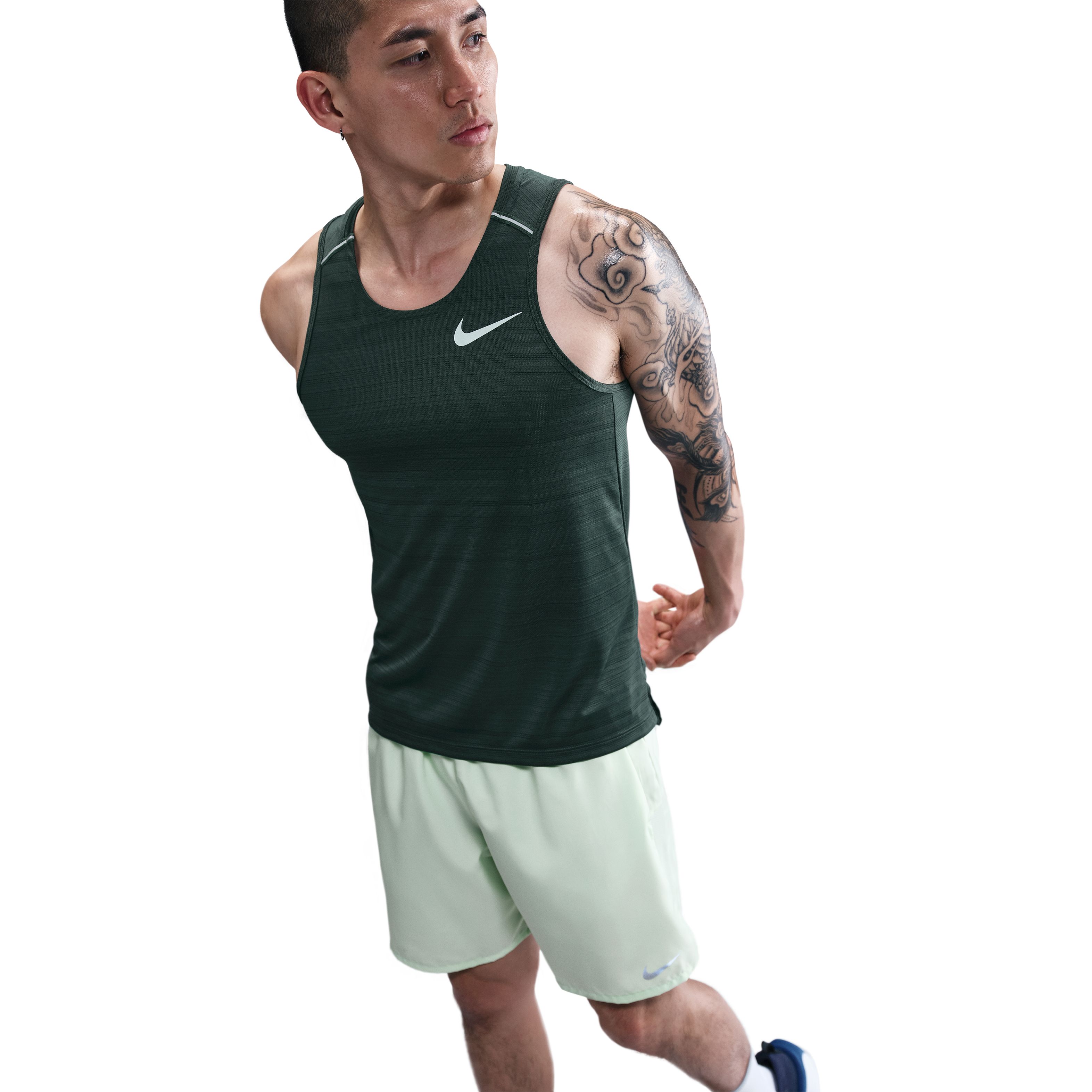 Nike M Nk Df Miler Tank Camiseta Manga Sisa verde de hombre para correr