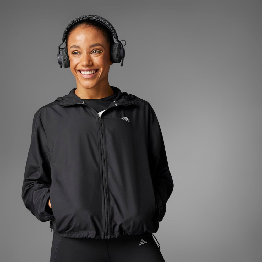 adidas run it jacket chaqueta negro de mujer para correr