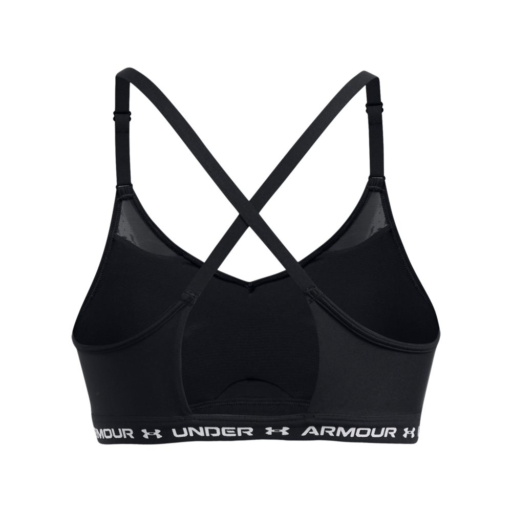 UA Crossback Low Bra Top negro de mujer para entrenamiento