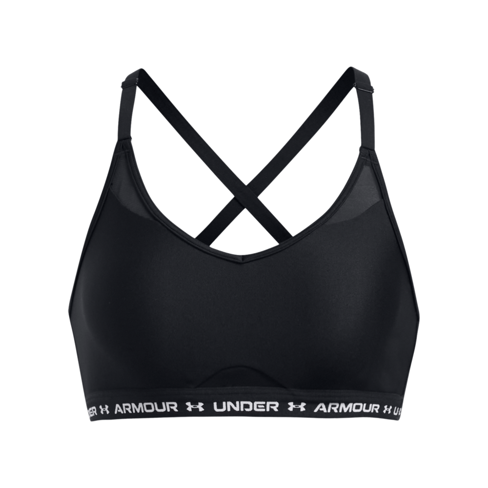 UA Crossback Low Bra Top negro de mujer para entrenamiento