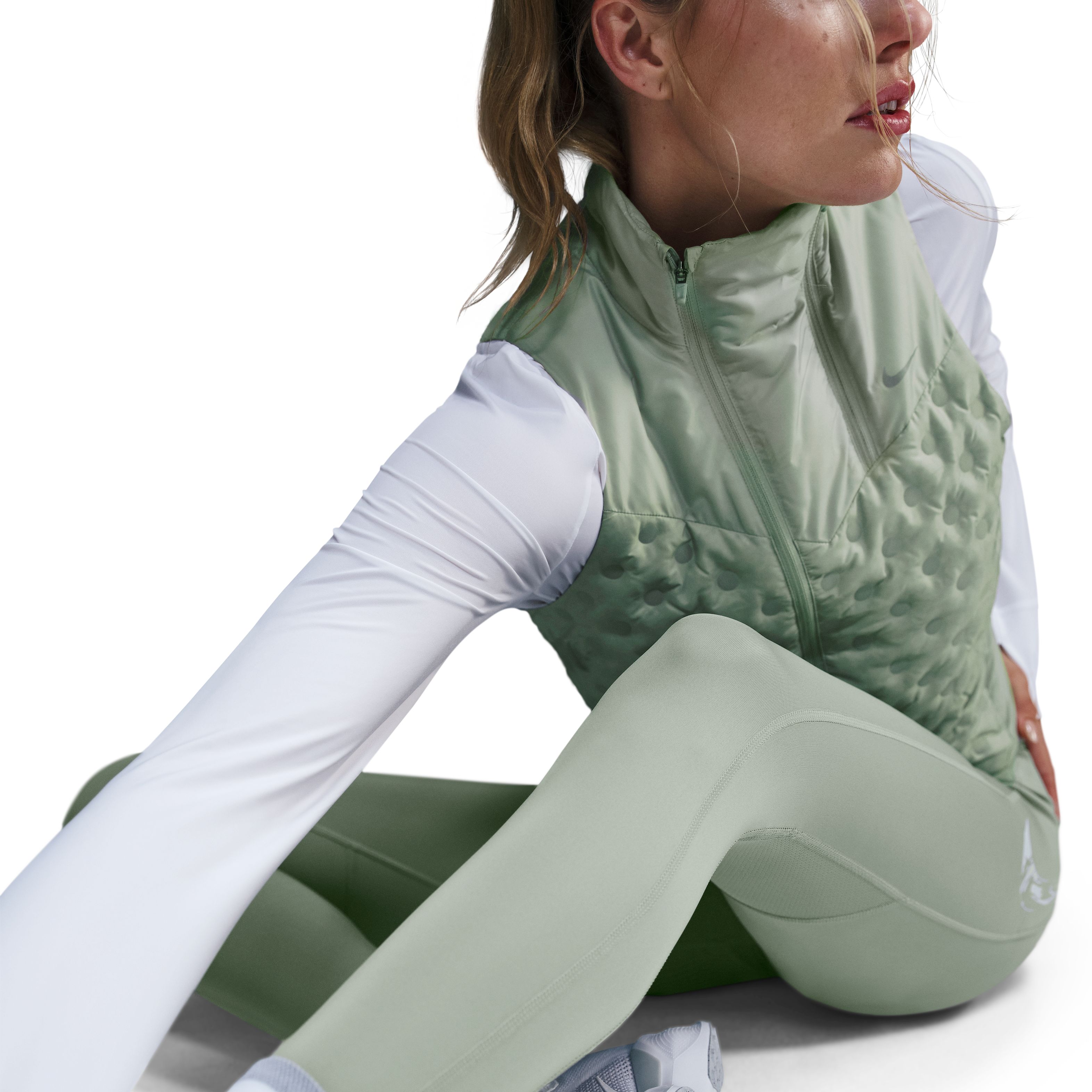 Nike W Nk Df Fast Mr 7/8 Tight Sw Licra verde de mujer para correr