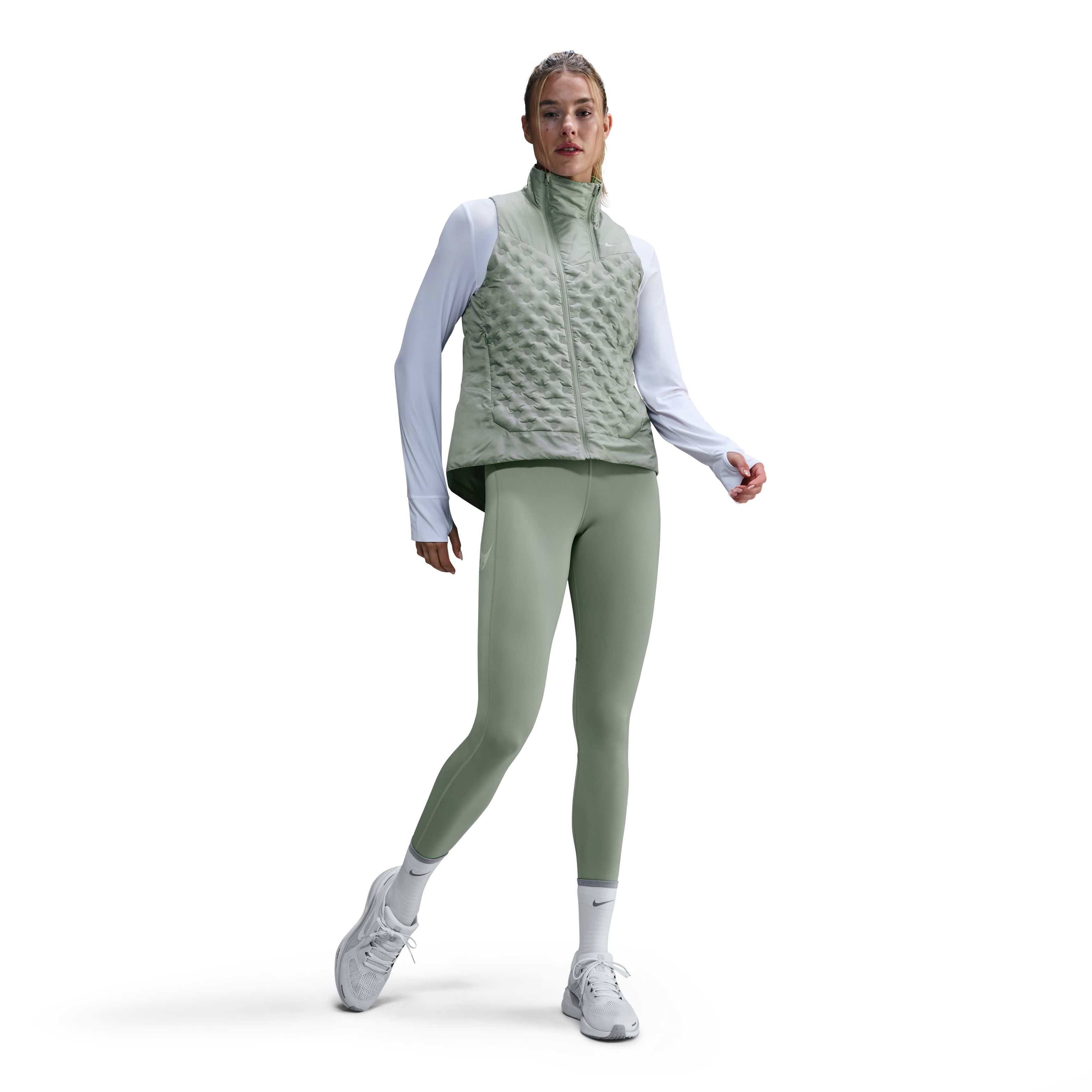 Nike W Nk Df Fast Mr 7/8 Tight Sw Licra verde de mujer para correr