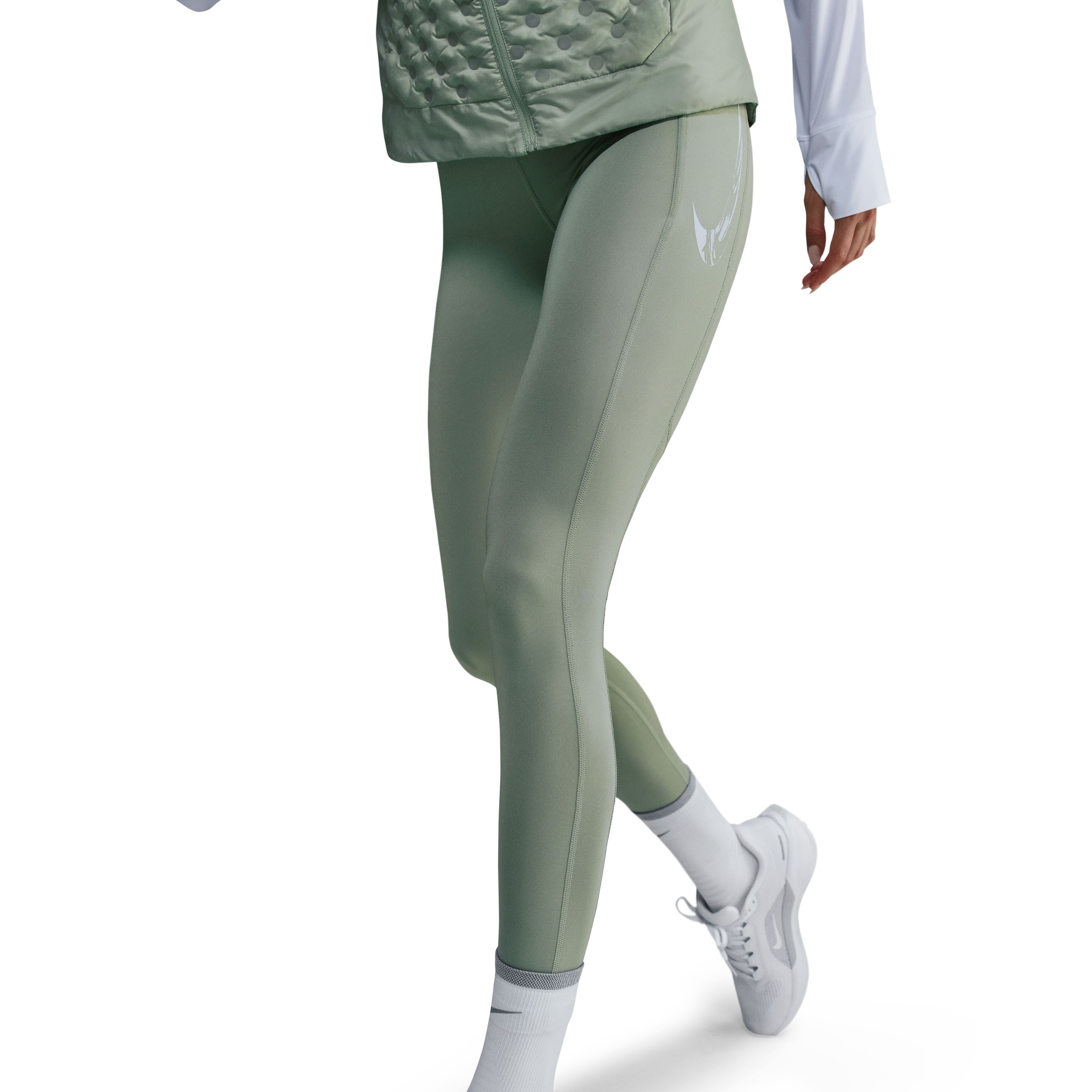 Nike W Nk Df Fast Mr 7/8 Tight Sw Licra verde de mujer para correr