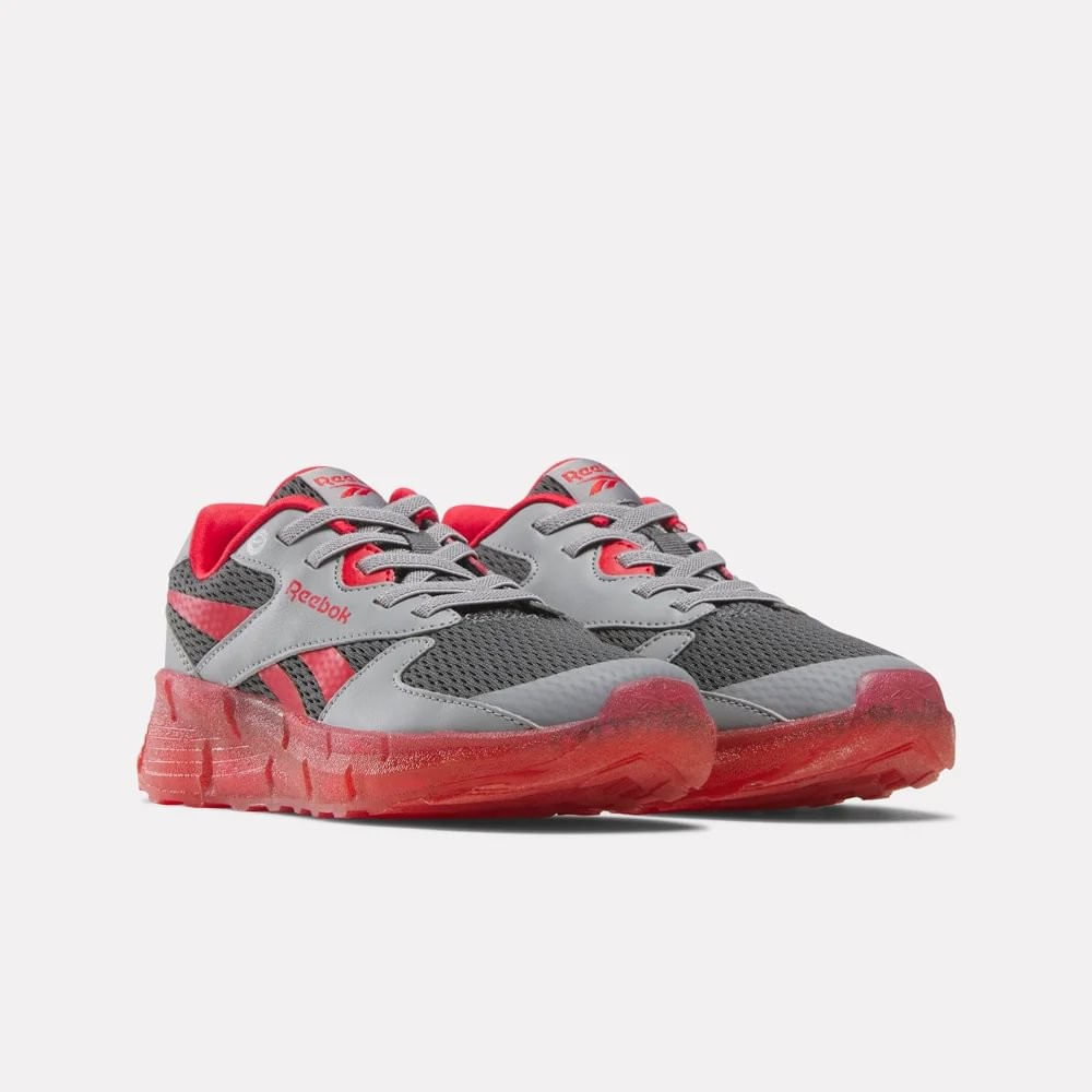 Reebok Zig N Glow 2 Elastic Lace Tenis gris de niño para correr