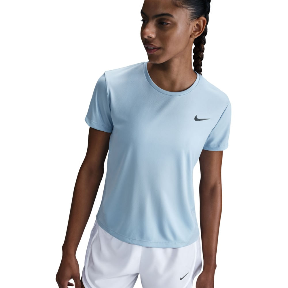 Nike W Nk Miler Top Ss Camiseta Manga Corta azul de mujer para correr