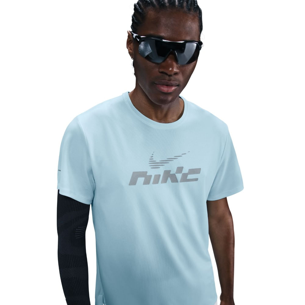 Nike M Nk Df Uv Miler Flash Ss Camiseta Manga Corta azul de hombre para correr