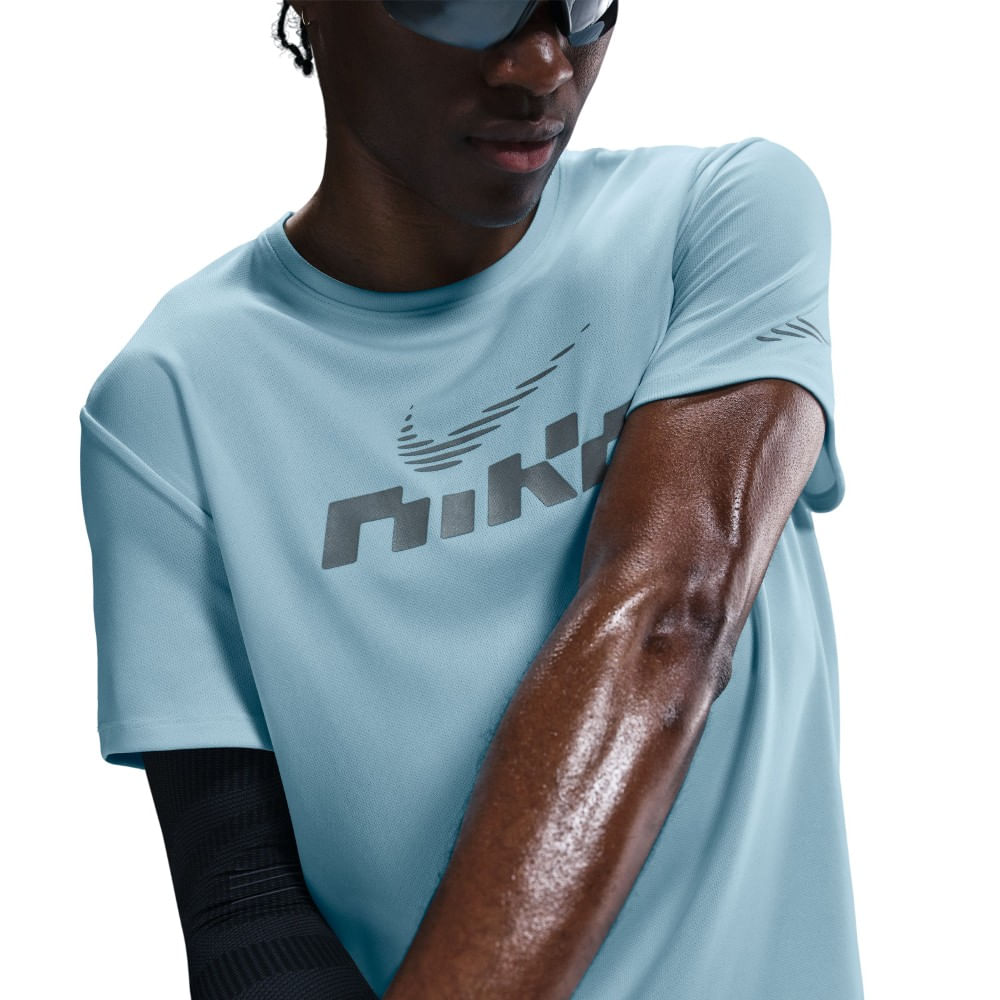 Nike M Nk Df Uv Miler Flash Ss Camiseta Manga Corta azul de hombre para correr