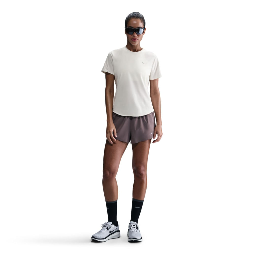 Nike W Nk Swift Df Ss Top Camiseta Manga Corta gris de mujer para correr