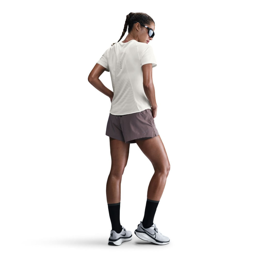 Nike W Nk Swift Df Ss Top Camiseta Manga Corta gris de mujer para correr
