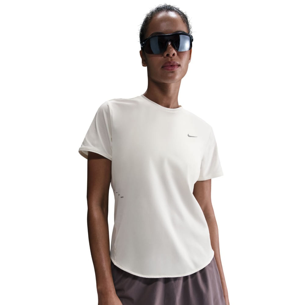 Nike W Nk Swift Df Ss Top Camiseta Manga Corta gris de mujer para correr