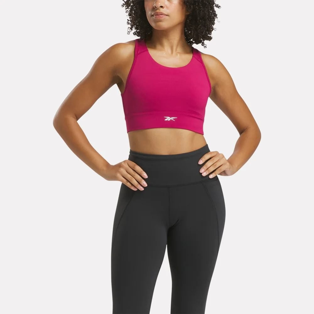 Reebok Id Train High Support Bra Top rojo de mujer para correr