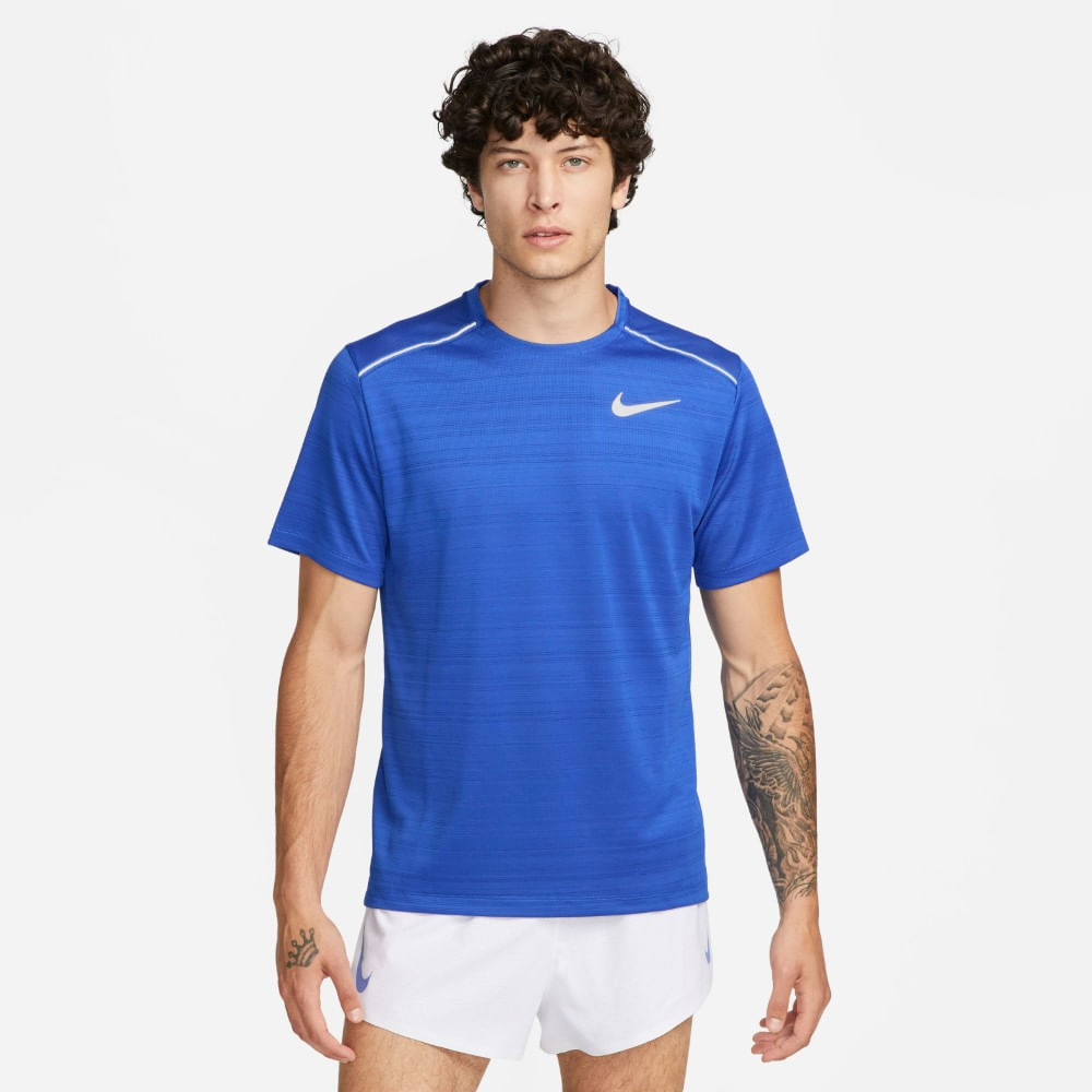 Nike M Nk Df Miler Top Ss Camiseta Manga Corta azul de hombre para correr