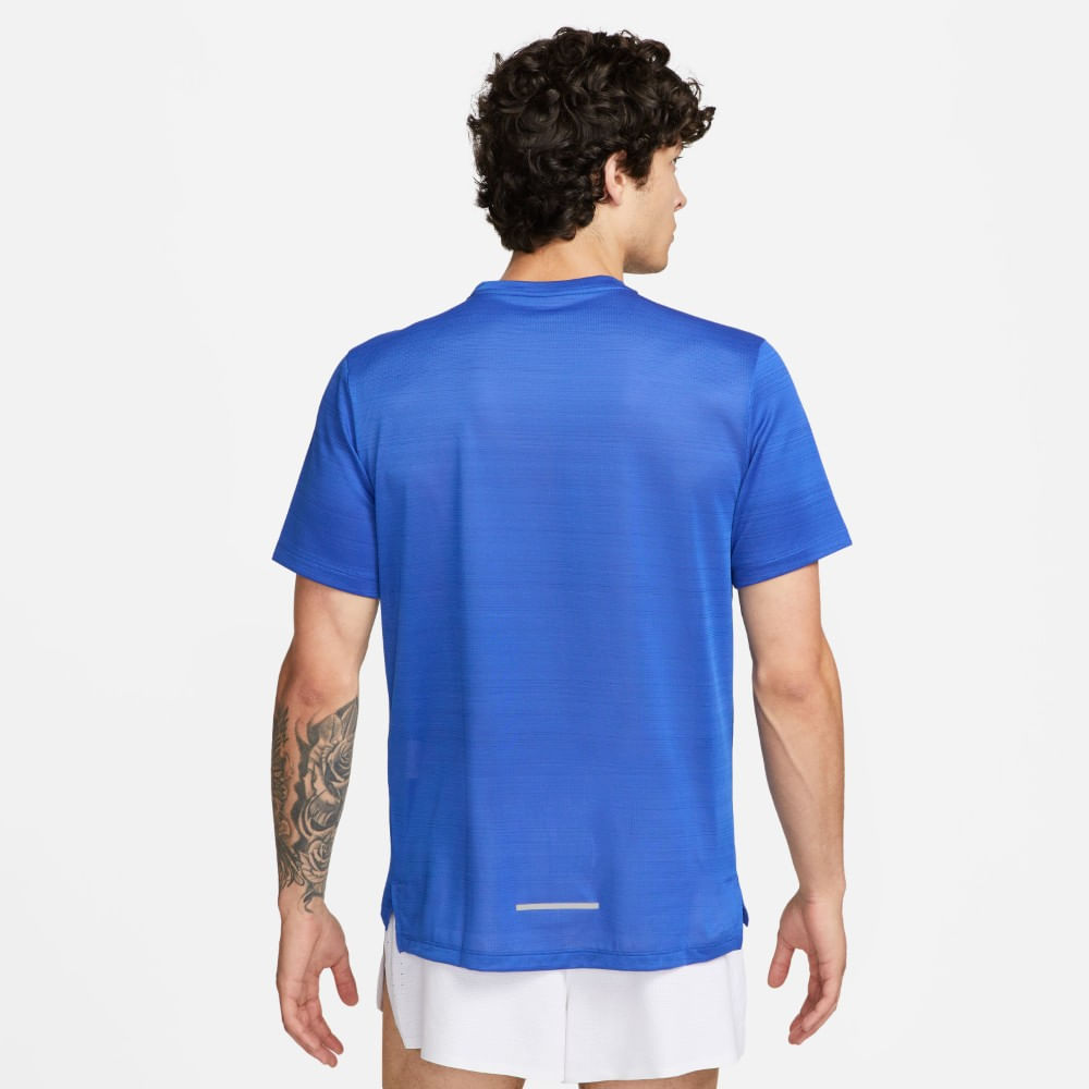 Nike M Nk Df Miler Top Ss Camiseta Manga Corta azul de hombre para correr