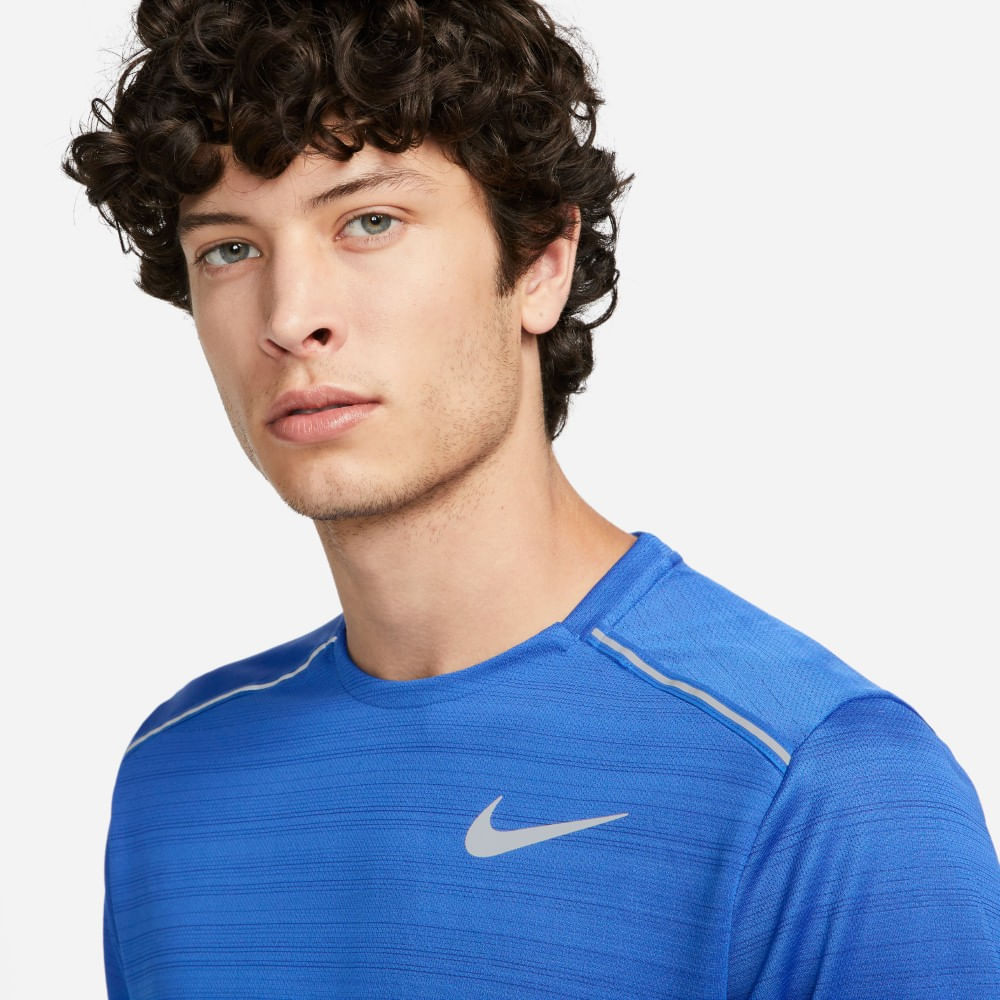 Nike M Nk Df Miler Top Ss Camiseta Manga Corta azul de hombre para correr