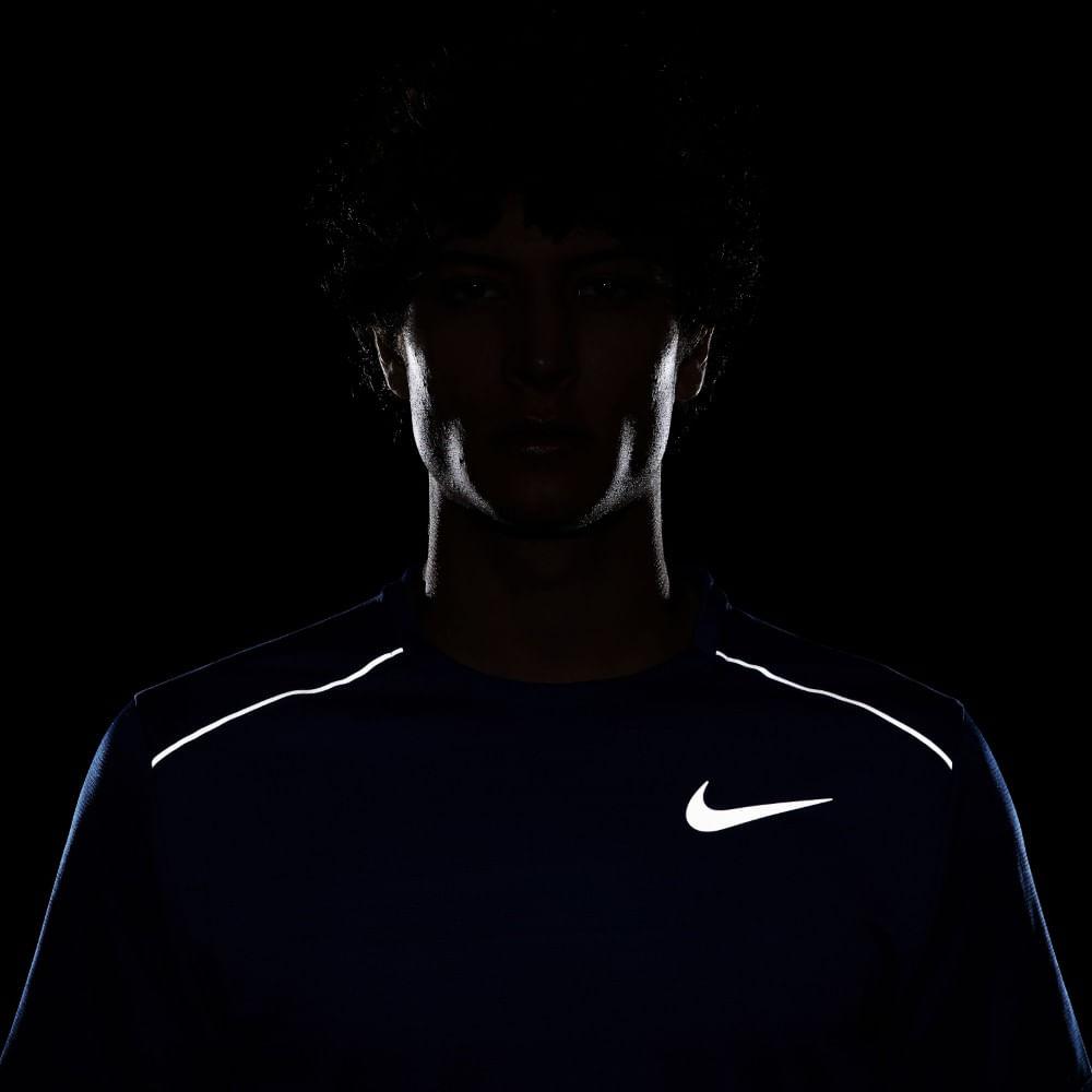 Nike M Nk Df Miler Top Ss Camiseta Manga Corta azul de hombre para correr