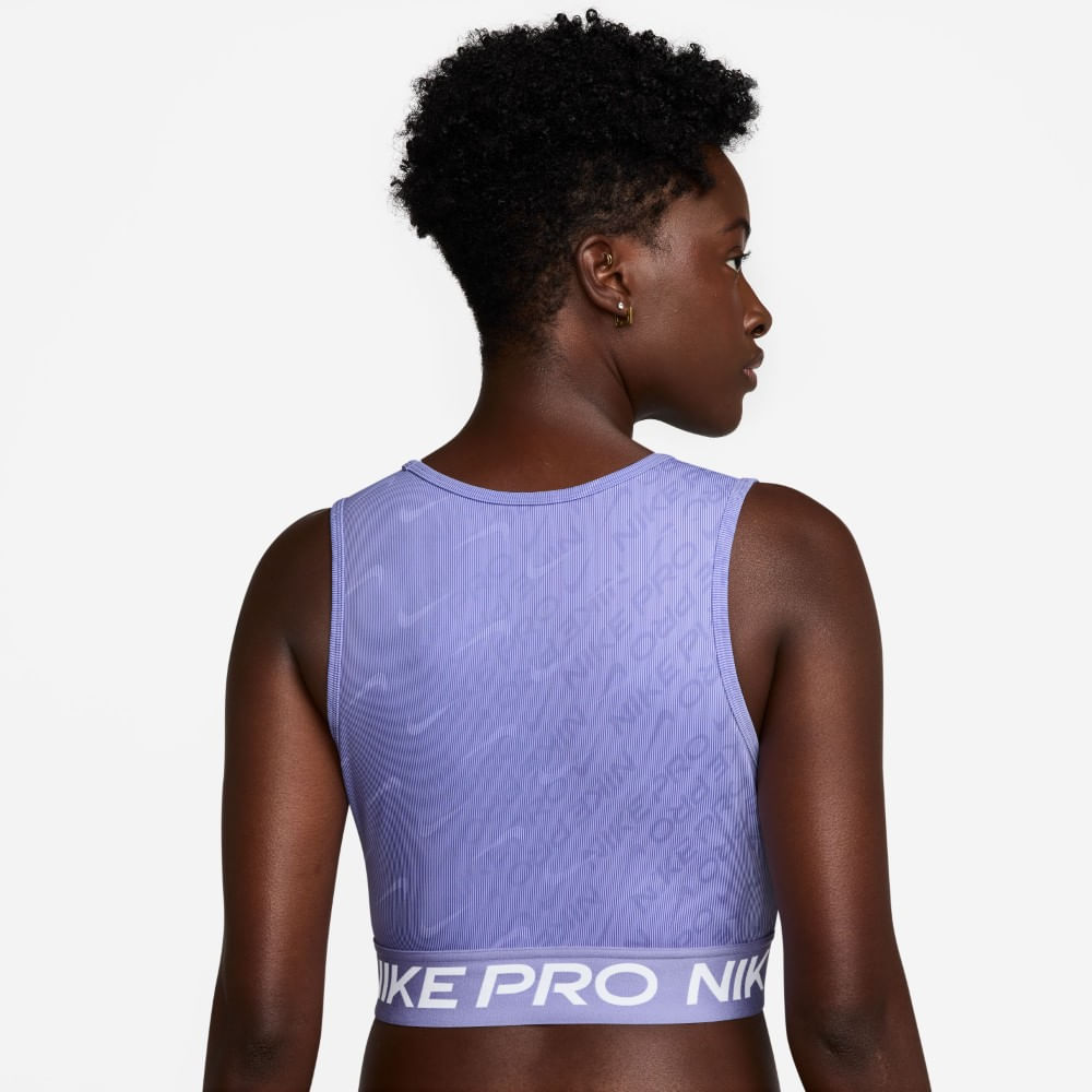 Nike W Np Df Crop Tank Aop Camiseta Manga Sisa morado de mujer para entrenamiento