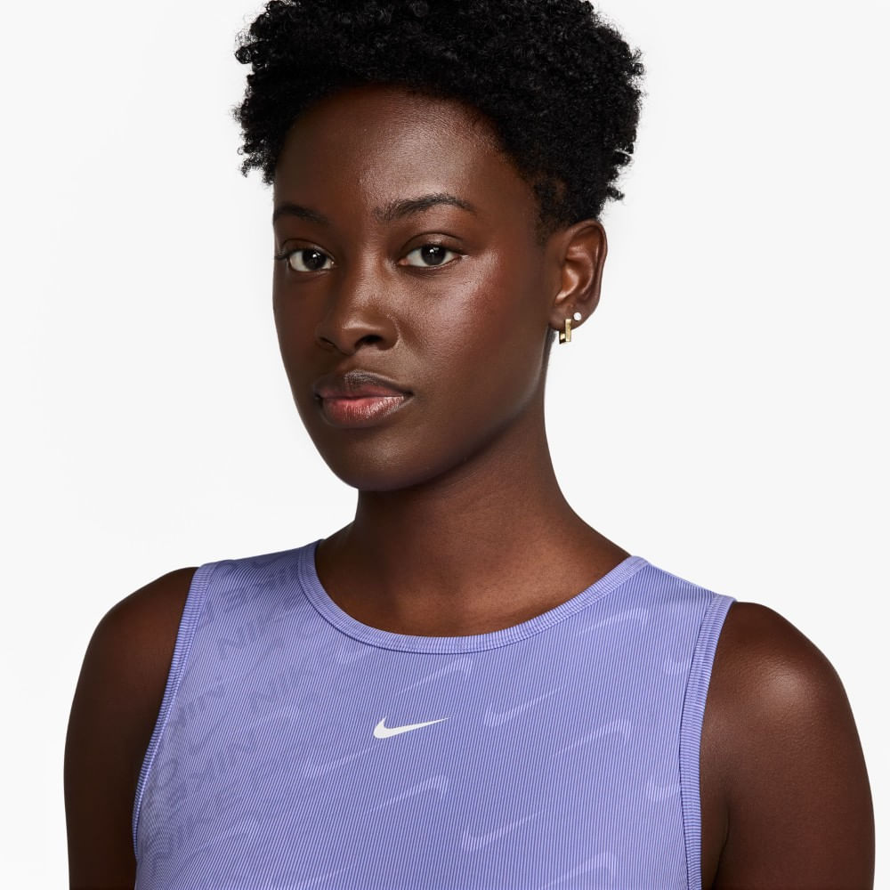 Nike W Np Df Crop Tank Aop Camiseta Manga Sisa morado de mujer para entrenamiento