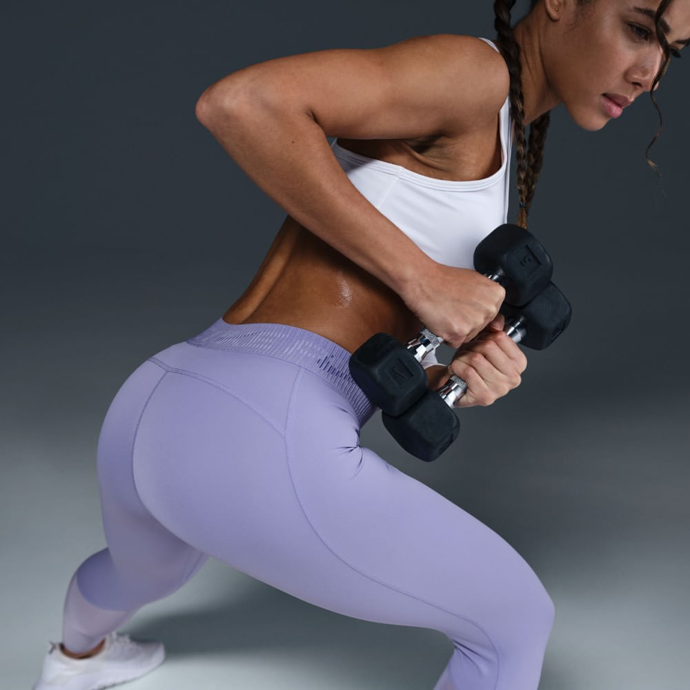 Nike W Np Df Mr 7/8 Tight Tt Grx Licra morado de mujer para entrenamiento